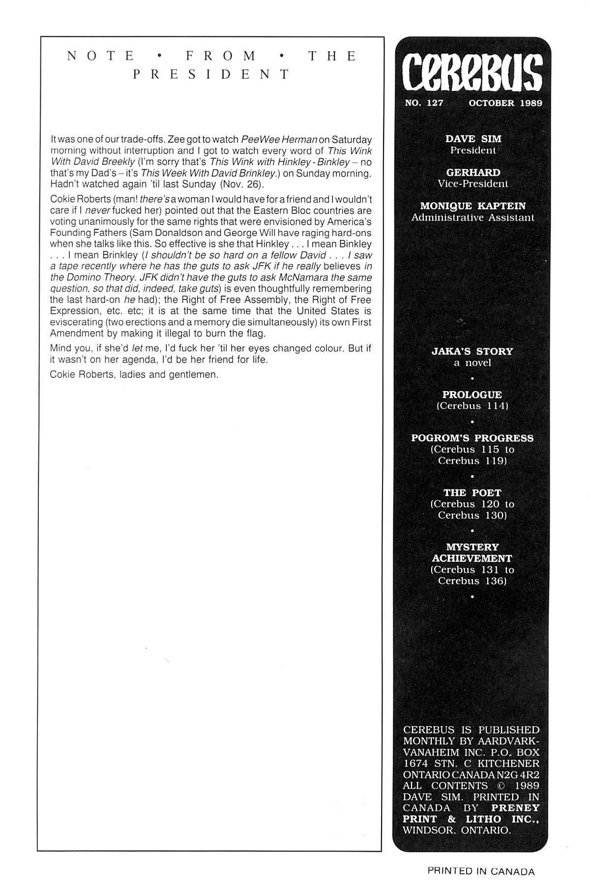 Cerebus Issue #127 #126 - English 2