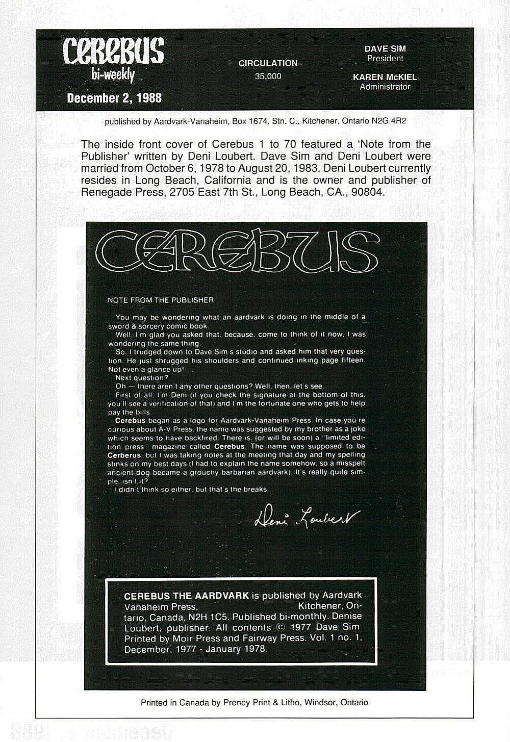 Read online Cerebus comic -  Issue #1 - 2