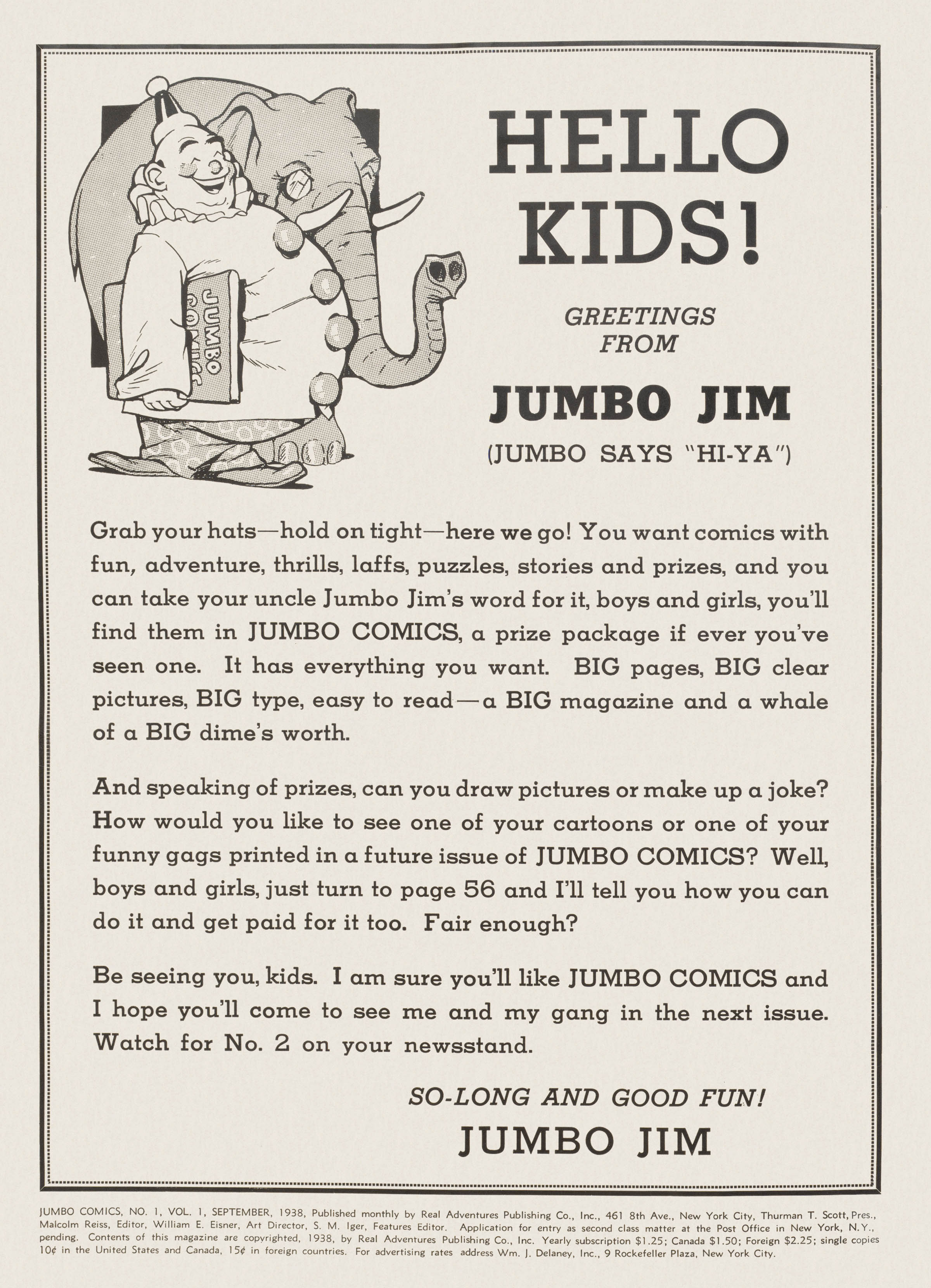 Read online Jumbo Comics comic -  Issue #1 - 2