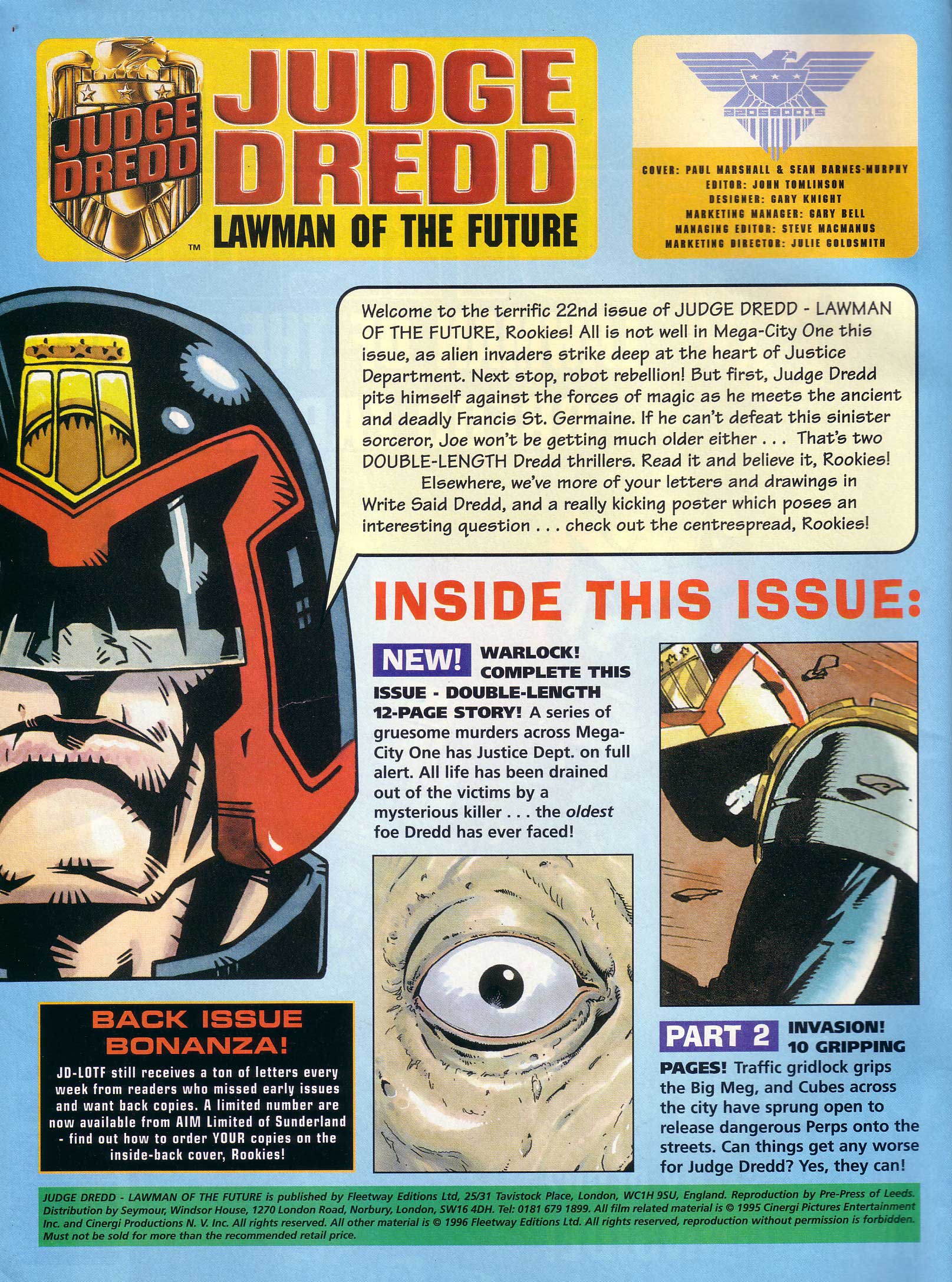 Read online Judge Dredd Lawman of the Future comic -  Issue #22 - 2