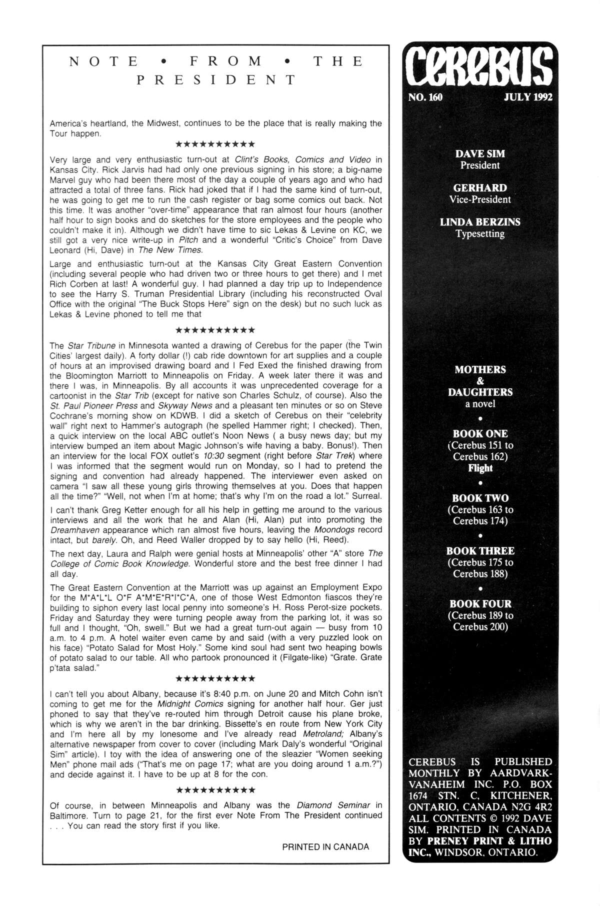 Read online Cerebus comic -  Issue #160 - 2