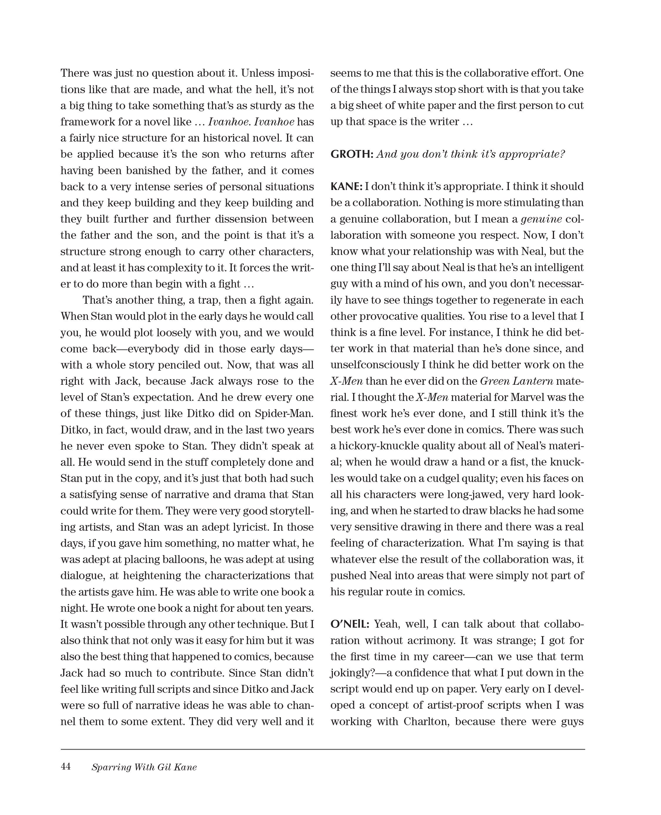 Read online Sparring With Gil Kane: Colloquies On Comic Art and Aesthetics comic -  Issue # TPB (Part 1) - 44