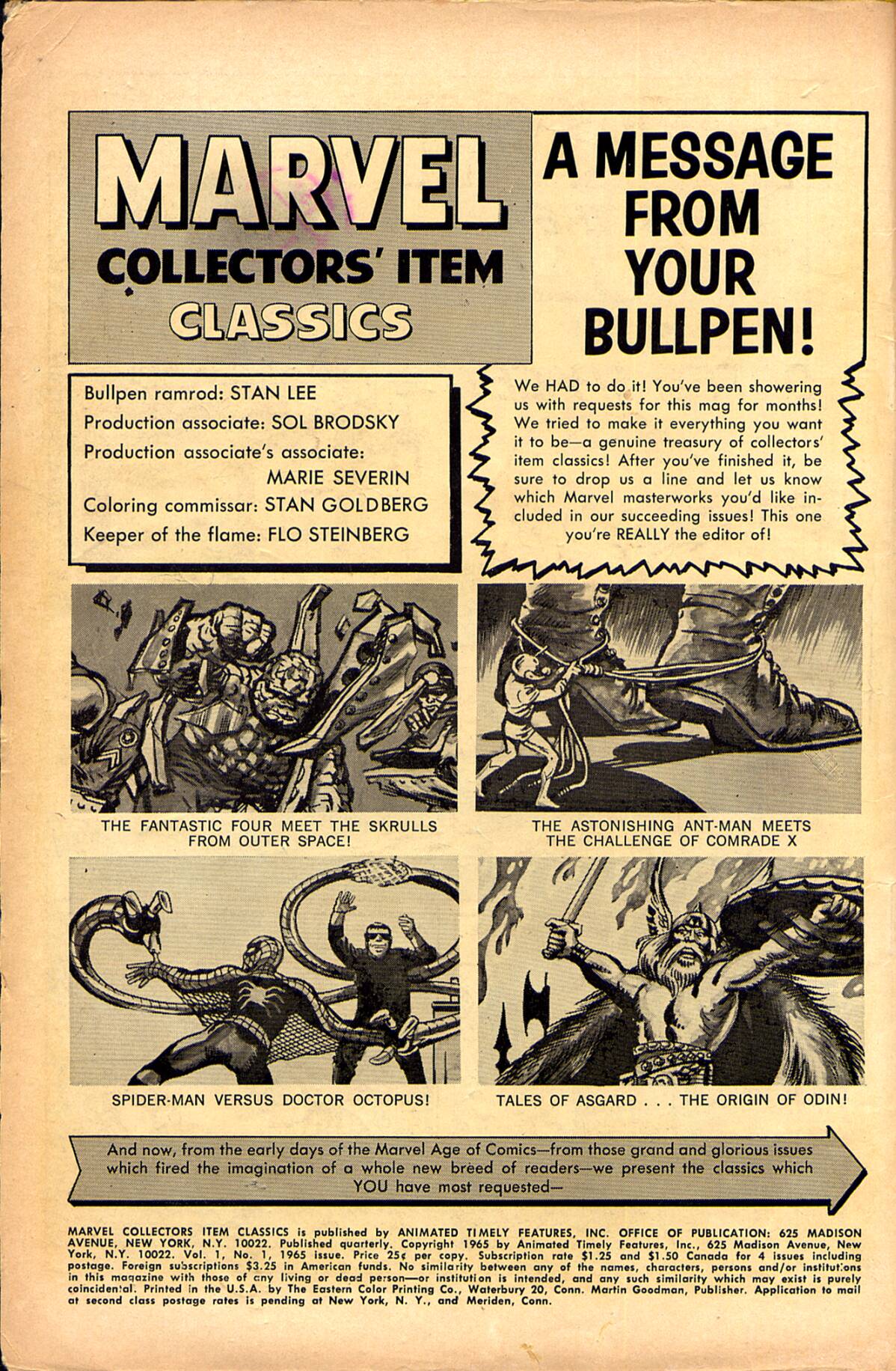 Read online Marvel Collectors' Item Classics comic Issue 1