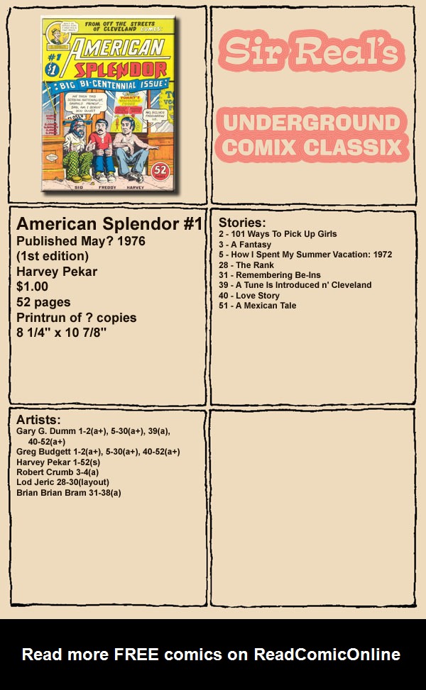 Read online American Splendor (1976) comic -  Issue #1 - 1