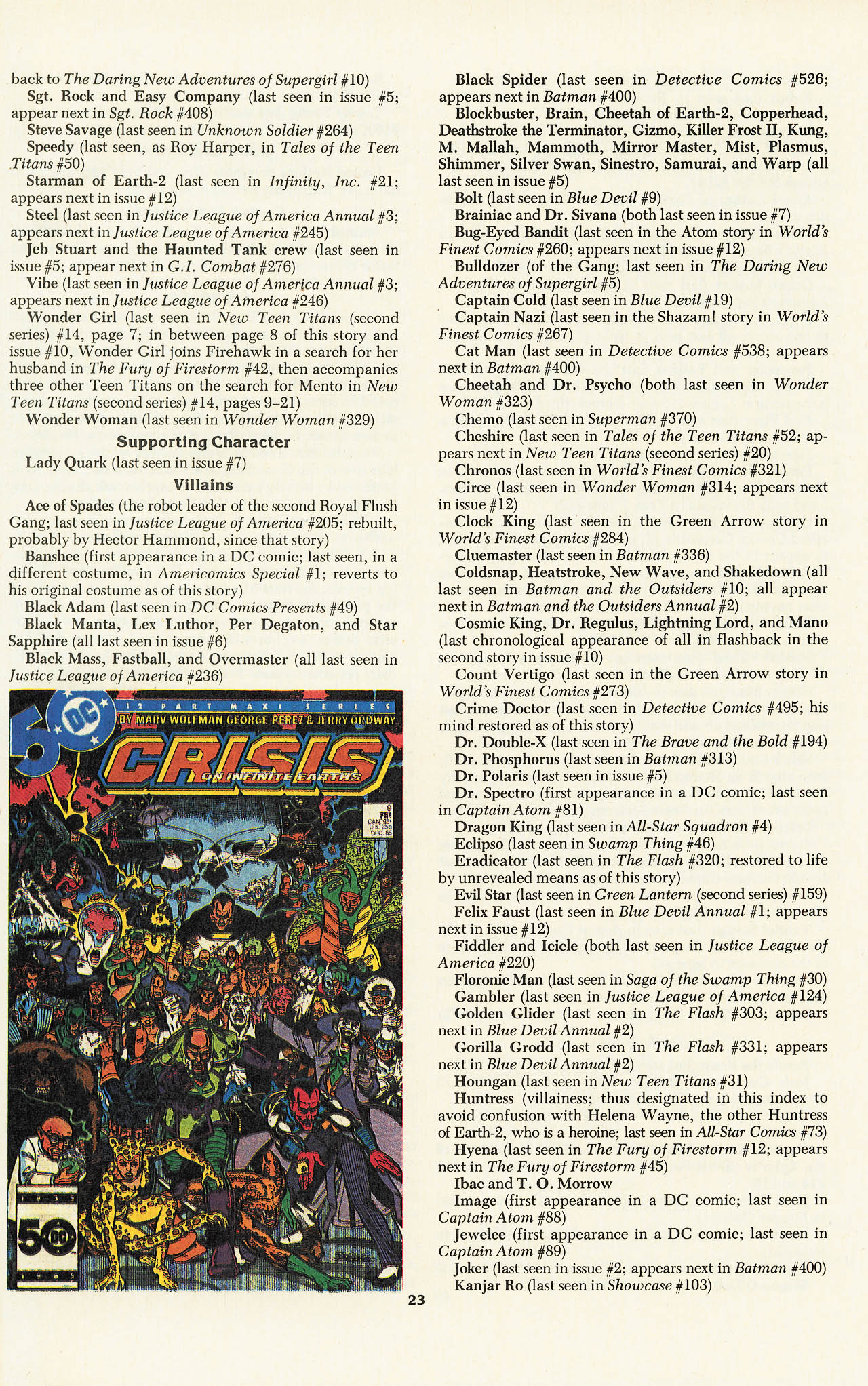 Read online The Official Crisis on Infinite Earths Index comic -  Issue # Full - 25