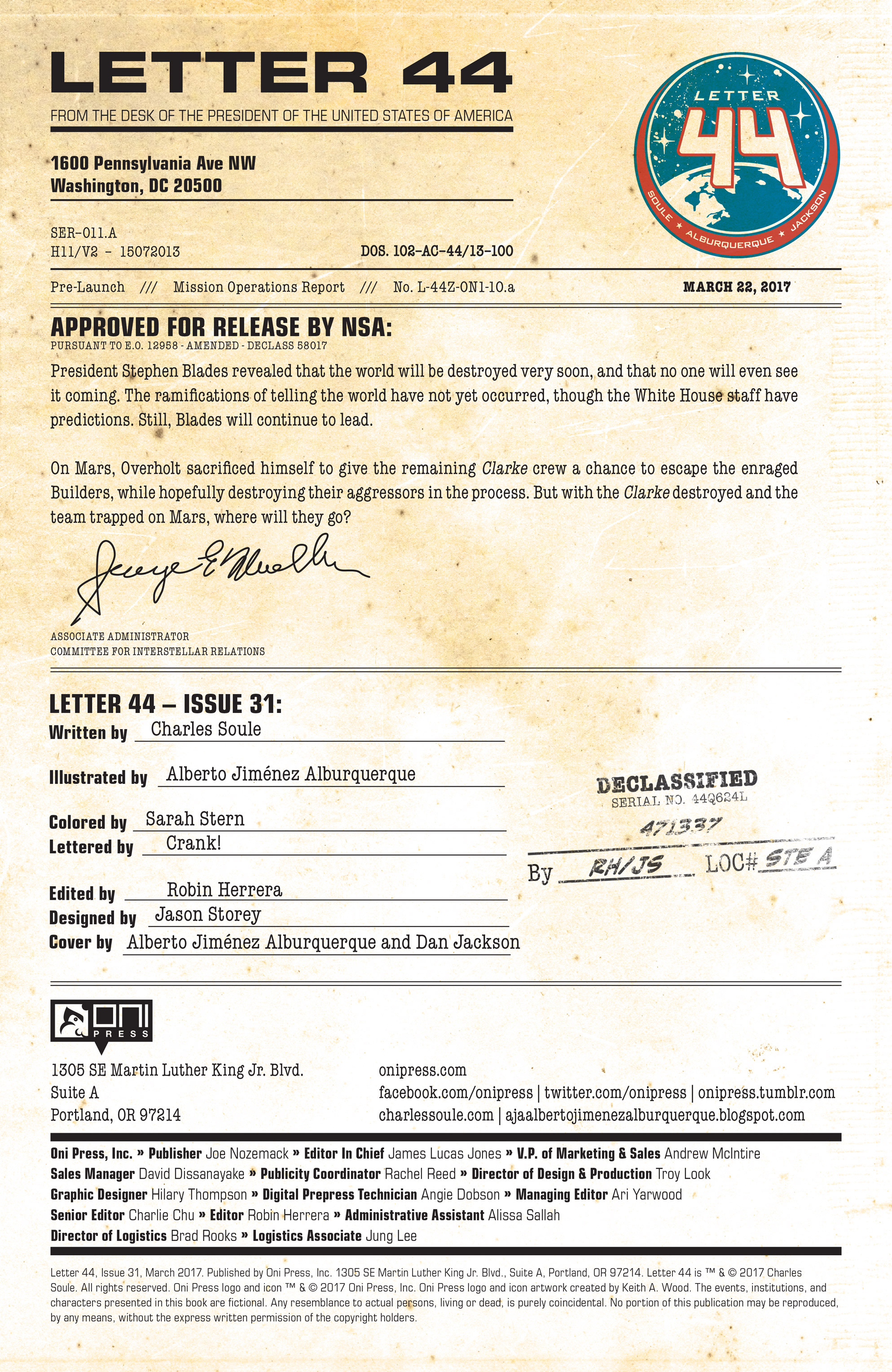 Read online Letter 44 comic -  Issue #31 - 2