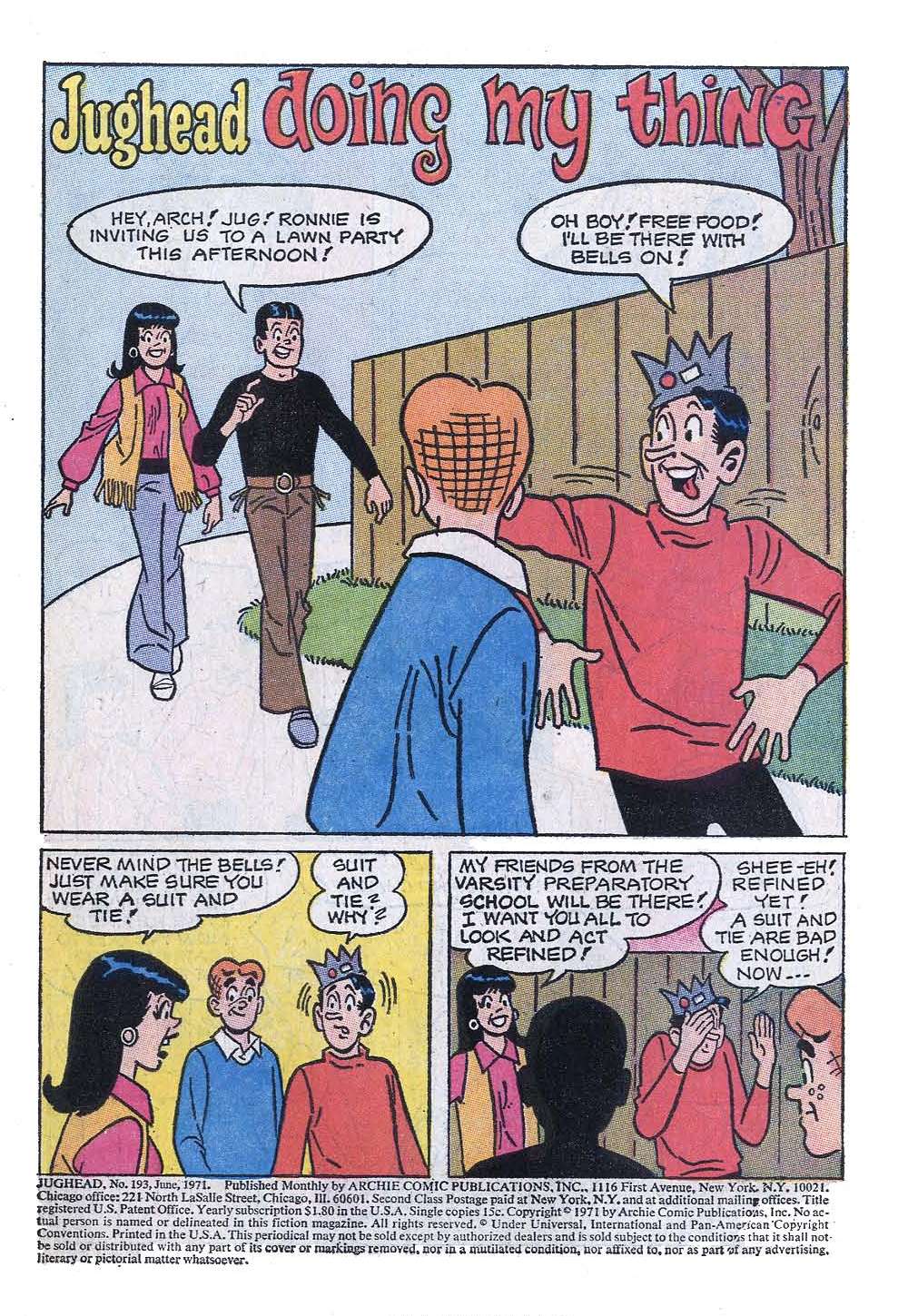 Read online Jughead (1965) comic -  Issue #193 - 3