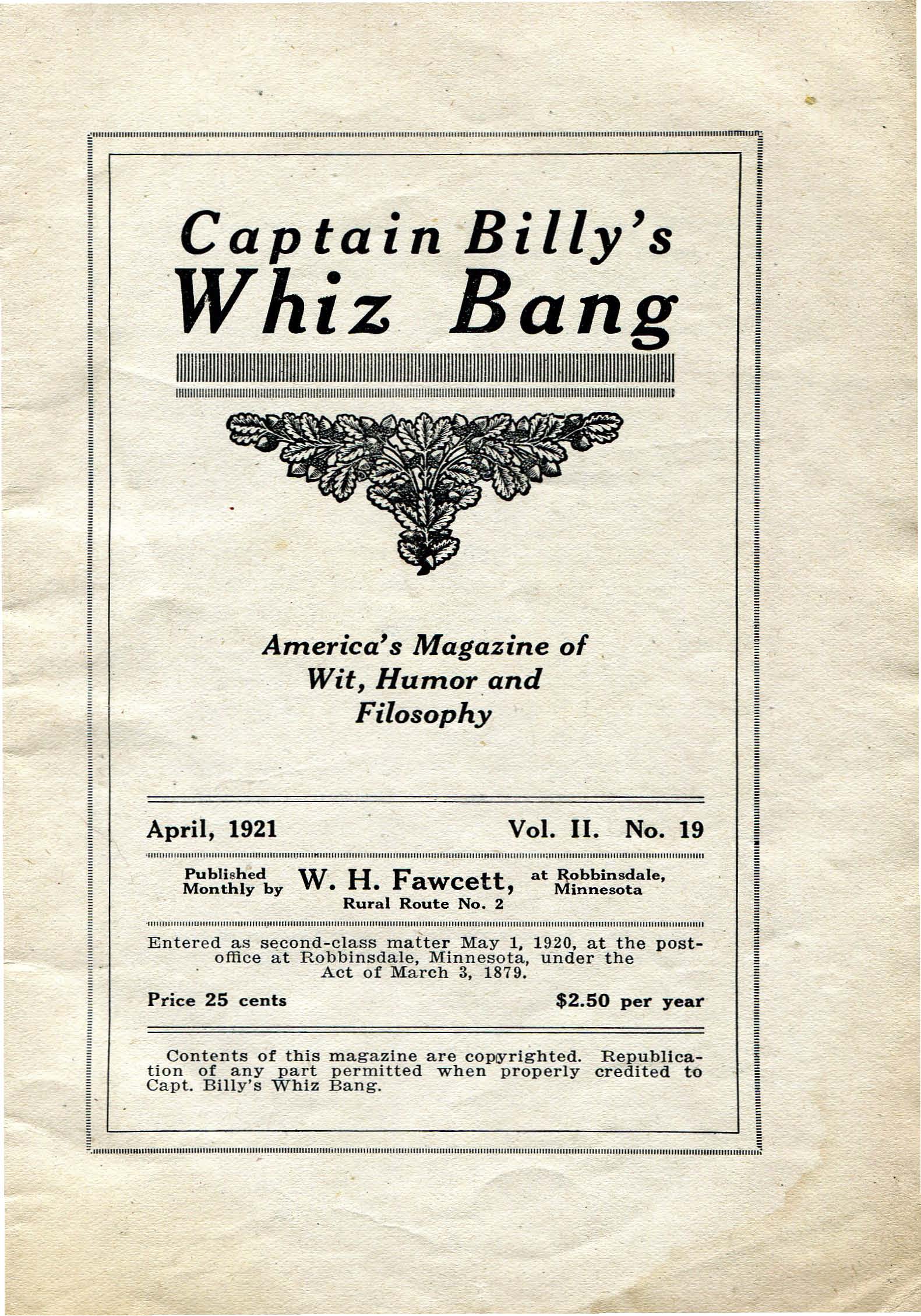Read online Captain Billy's Whiz Bang comic -  Issue #19 - 3