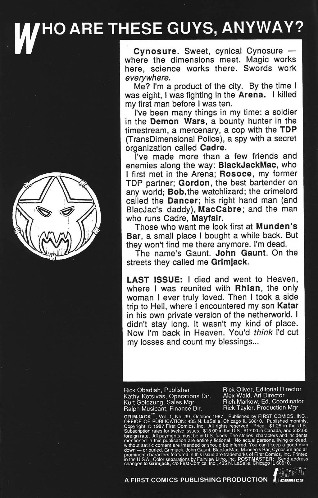 Read online Grimjack comic -  Issue #39 - 2