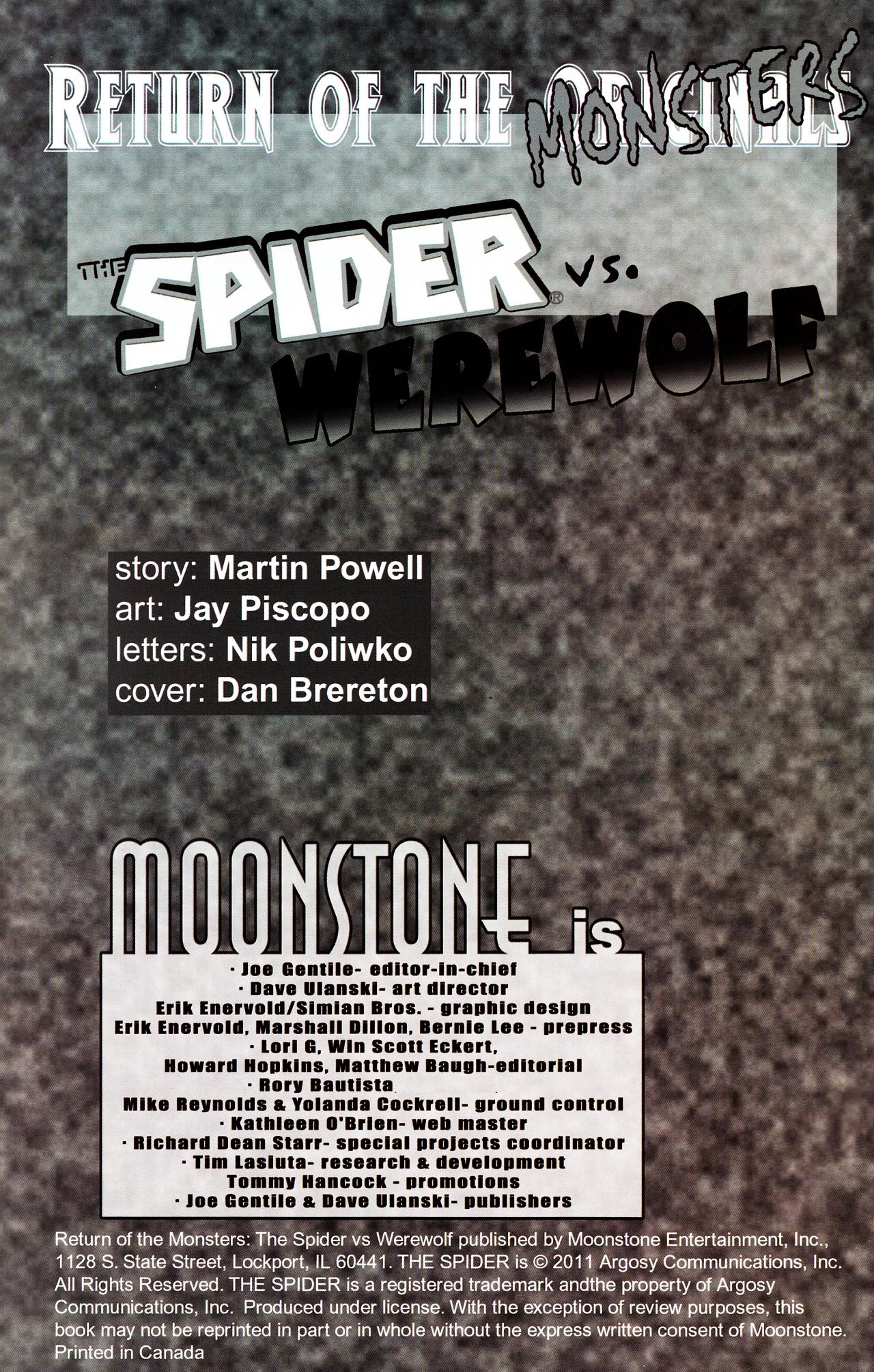Read online Return of the Monsters: The Spider vs Werewolf comic -  Issue # Full - 2