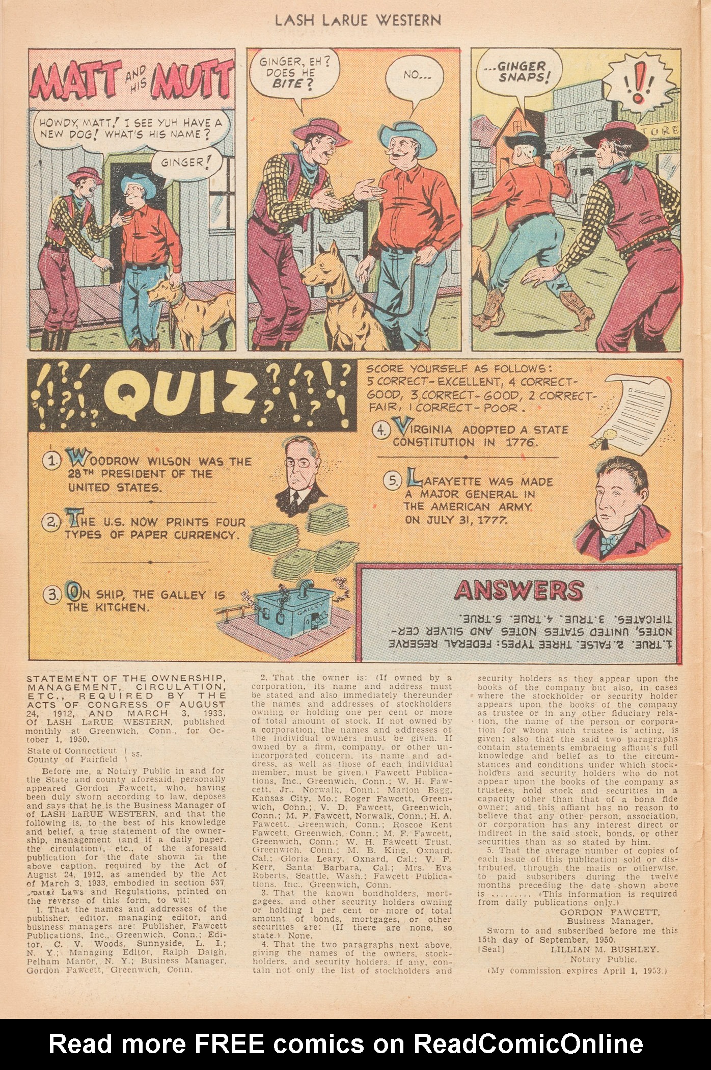 Read online Lash Larue Western (1949) comic -  Issue #12 - 14