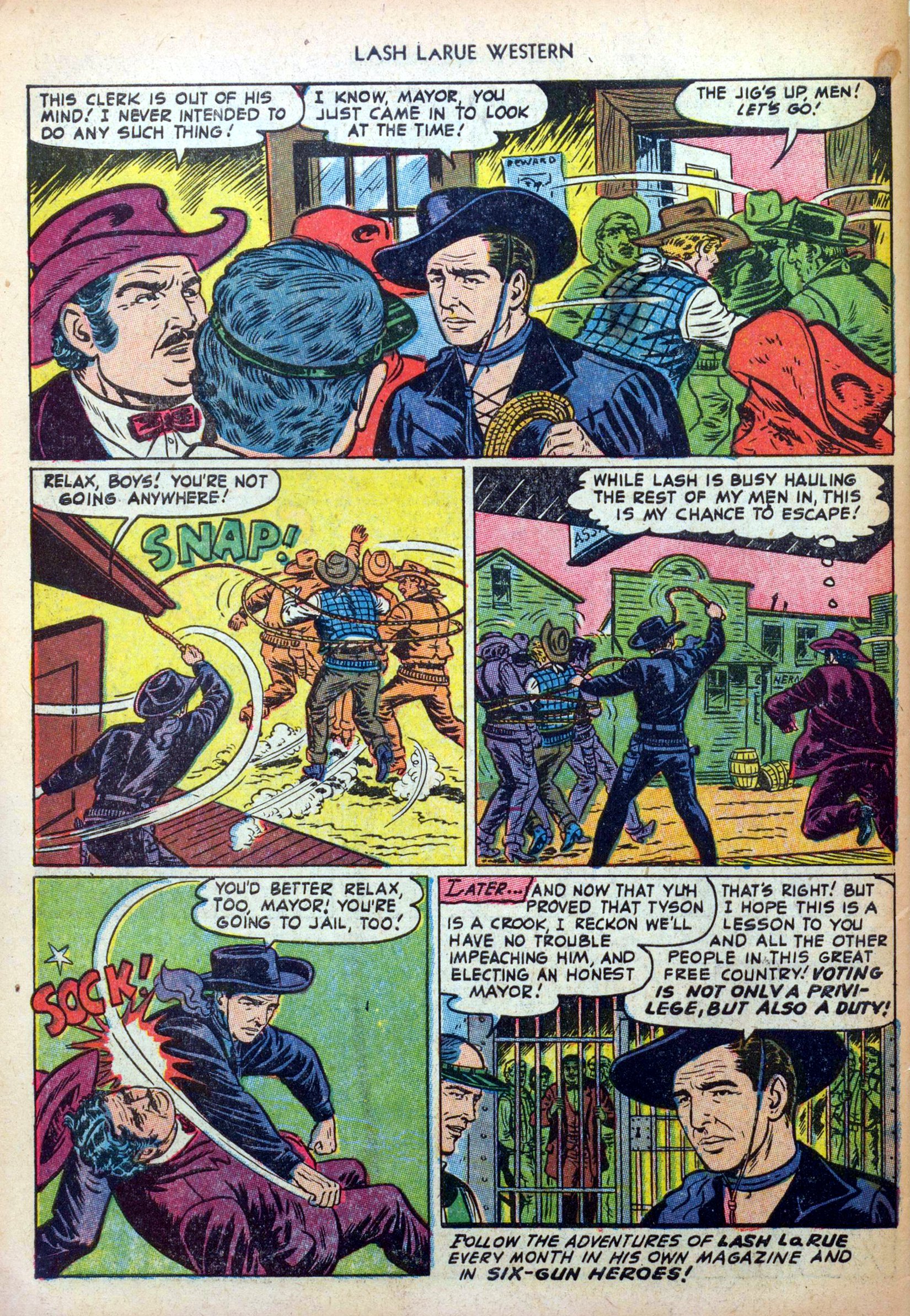Read online Lash Larue Western (1949) comic -  Issue #35 - 34