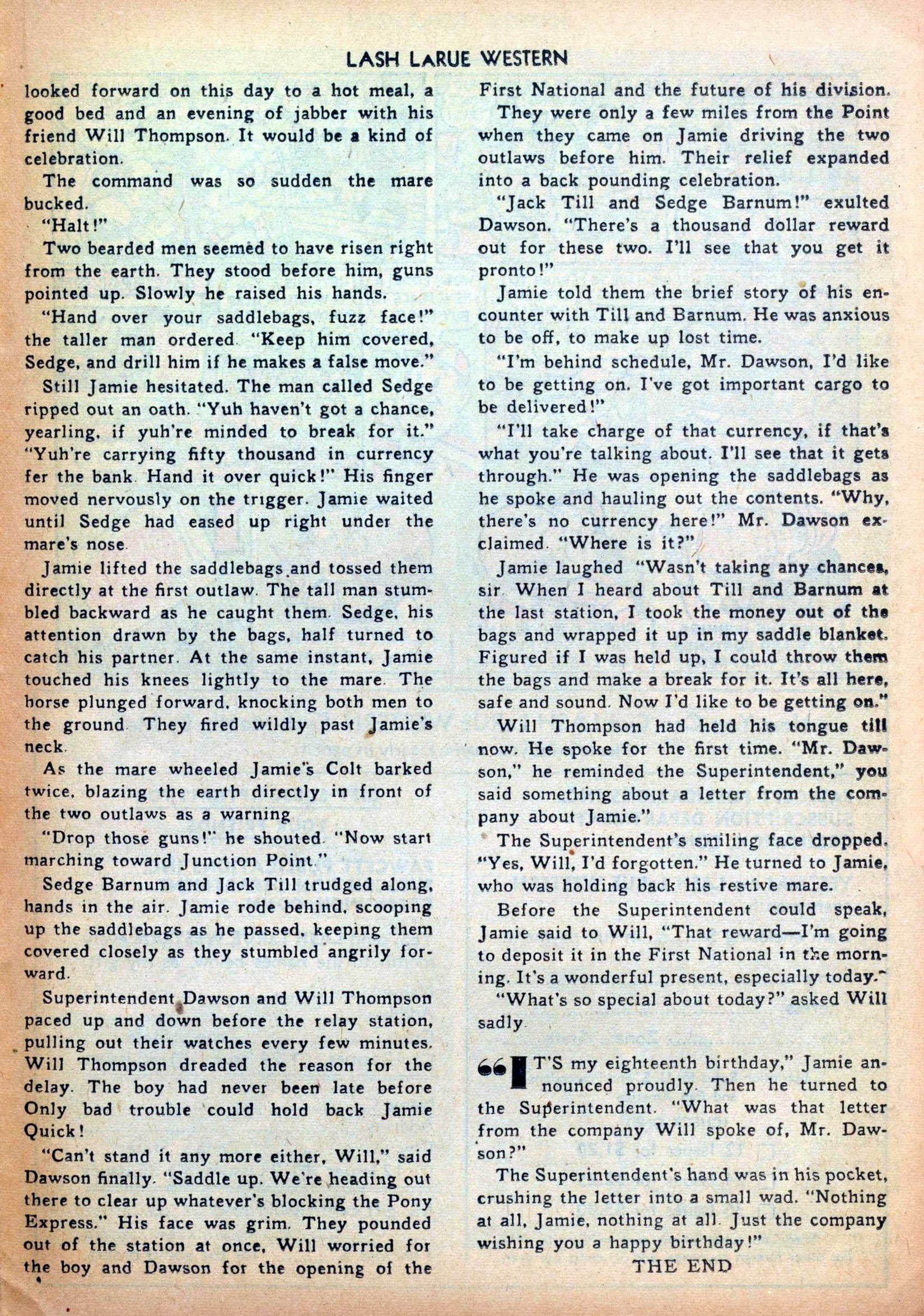 Read online Lash Larue Western (1949) comic -  Issue #31 - 25