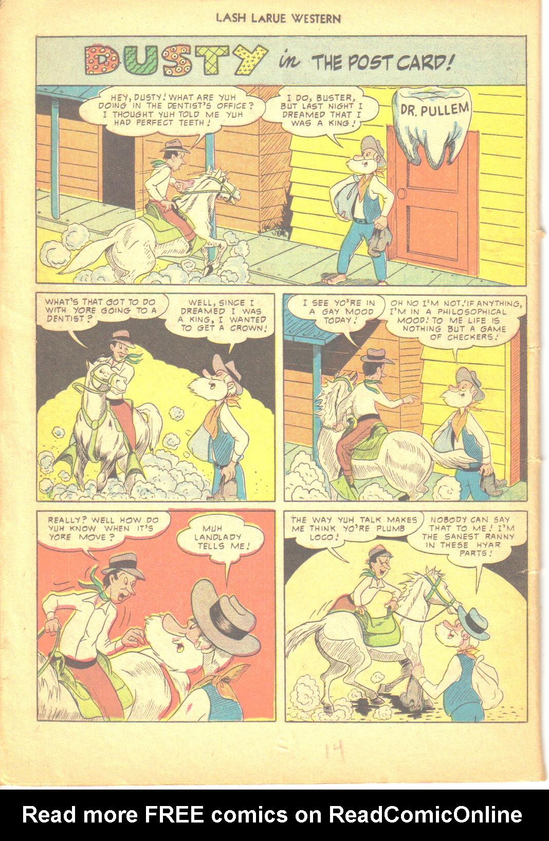 Read online Lash Larue Western (1949) comic -  Issue #6 - 14