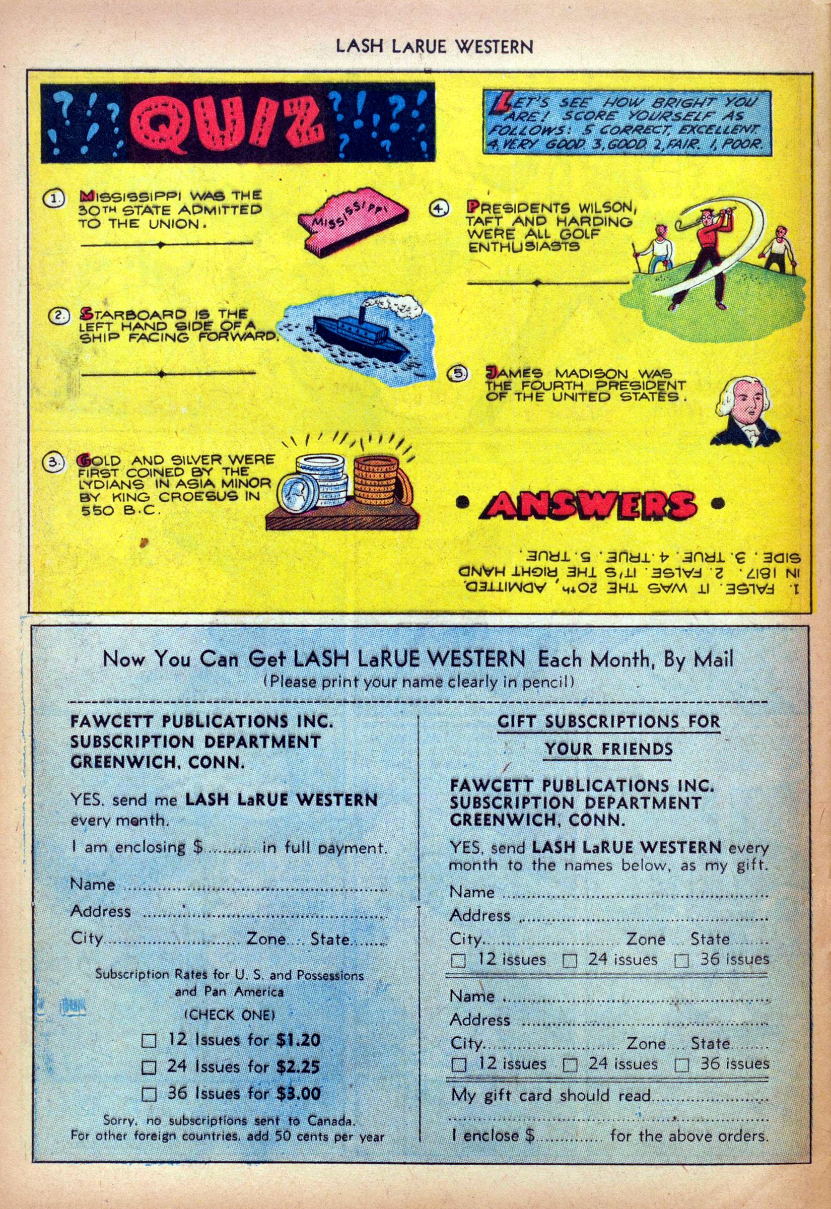 Read online Lash Larue Western (1949) comic -  Issue #13 - 24