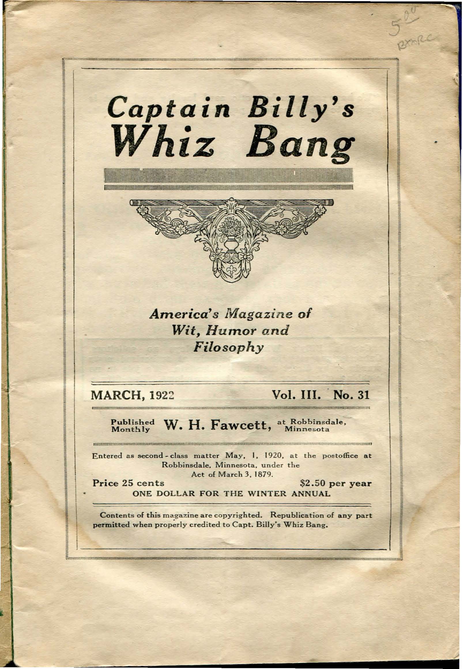 Read online Captain Billy's Whiz Bang comic -  Issue #31 - 3