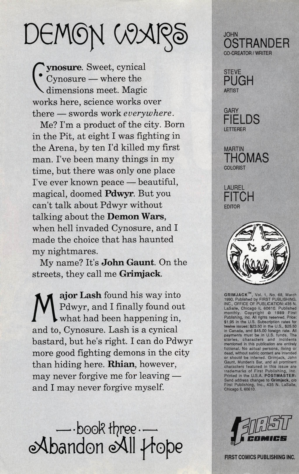 Read online Grimjack comic -  Issue #68 - 2