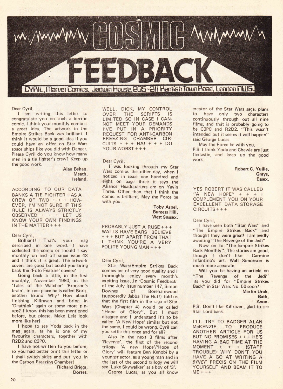 Read online Star Wars Weekly comic -  Issue #150 - 20