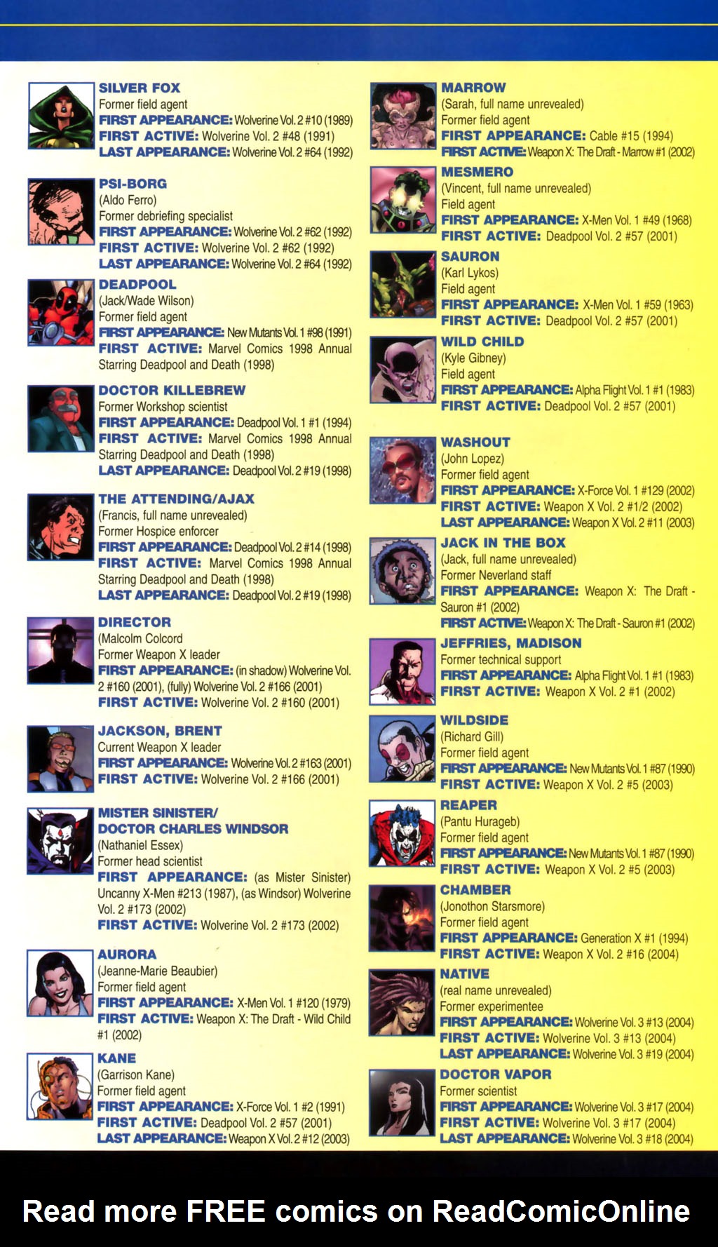 Read online Official Handbook of the Marvel Universe: Wolverine 2004 comic -  Issue # Full - 47