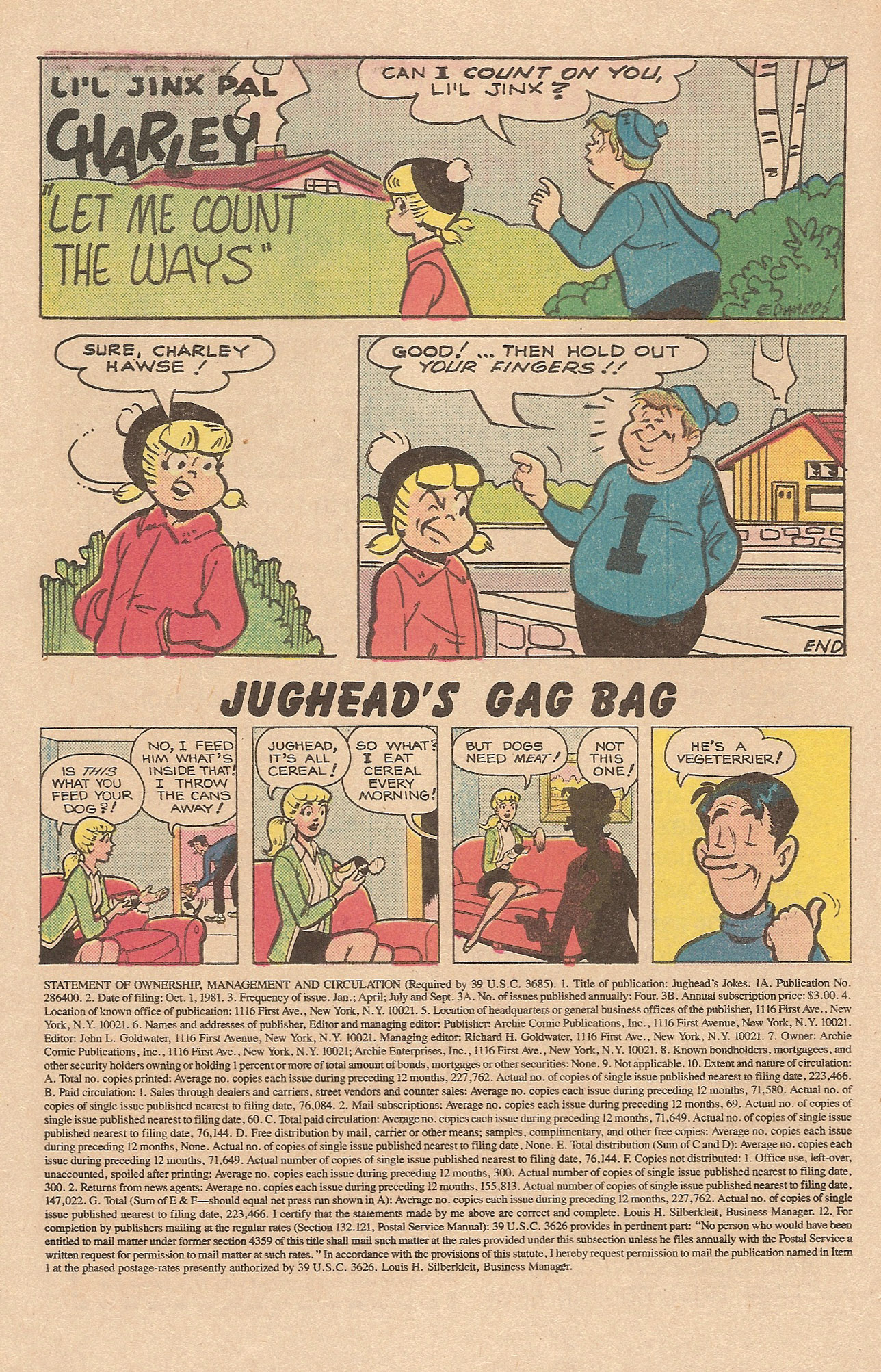 Read online Jughead's Jokes comic -  Issue #76 - 10
