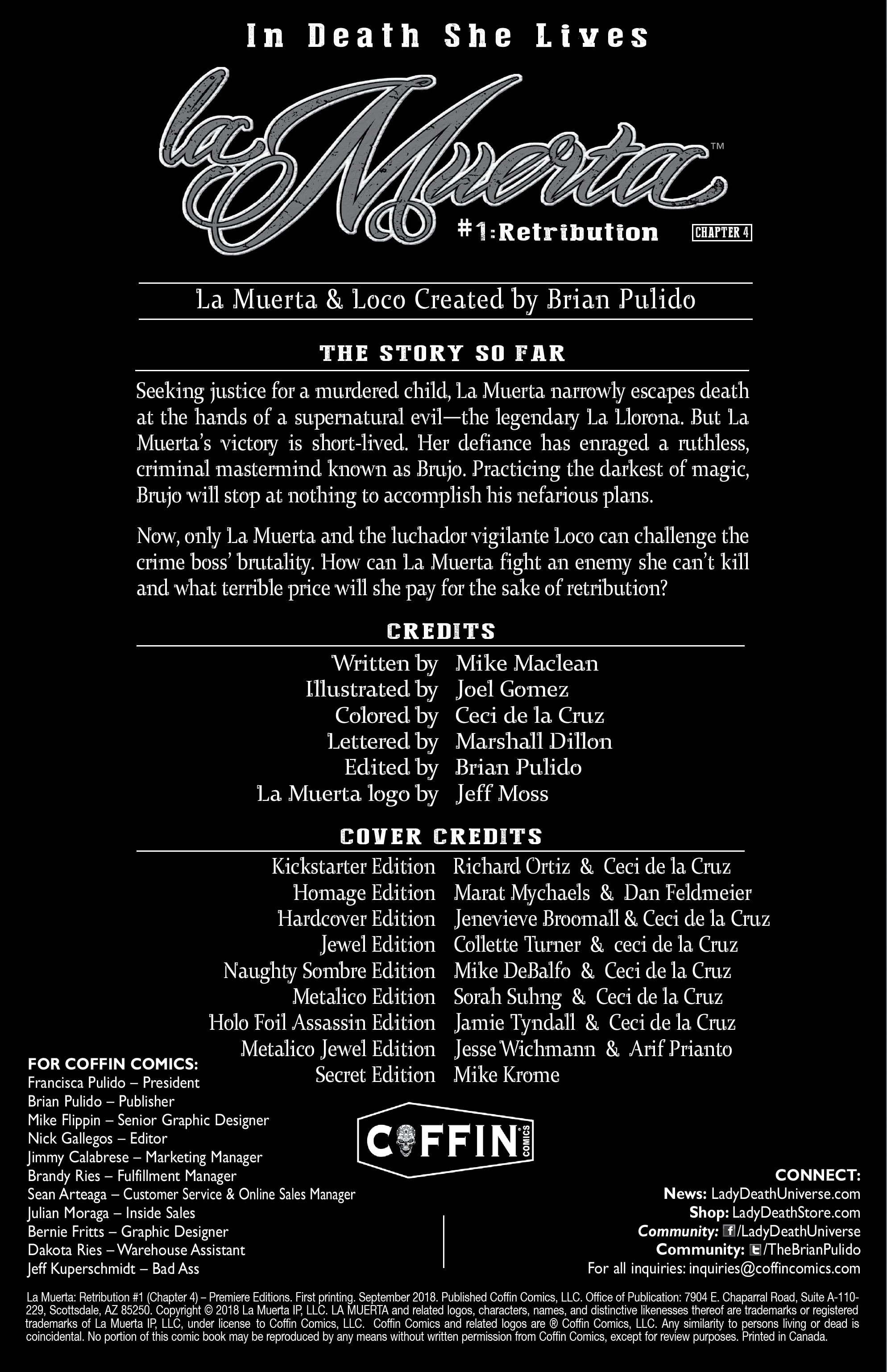 Read online La Muerta: Retribution comic -  Issue #1 - 2