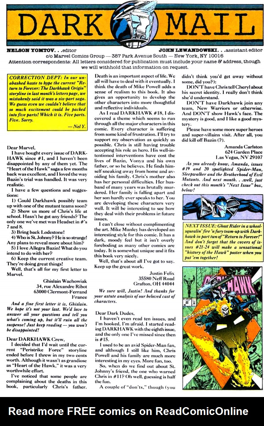 Read online Darkhawk (1991) comic -  Issue #21 - 22