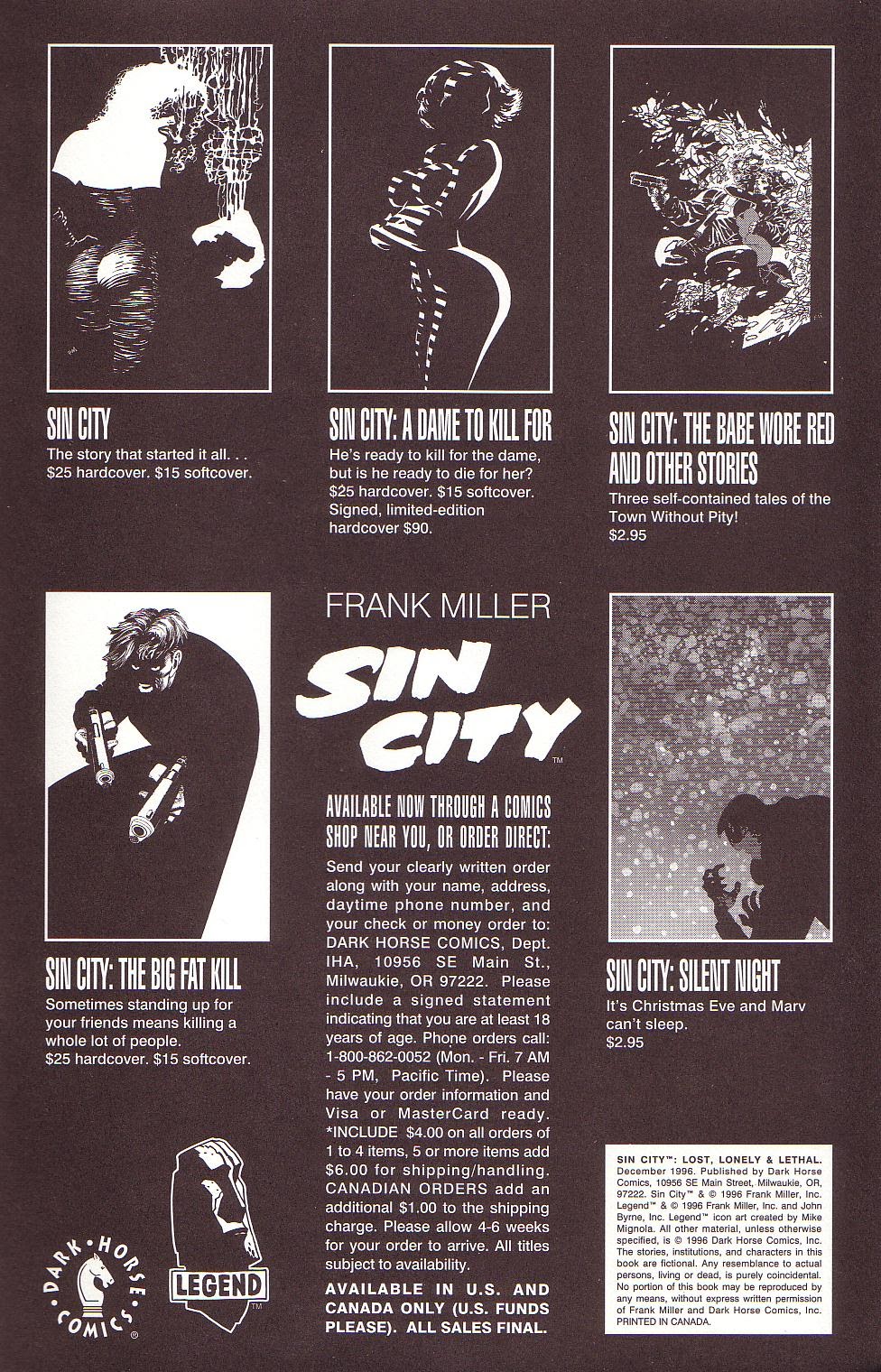 Read online Sin City: Lost, Lonely, & Lethal comic -  Issue # Full - 35