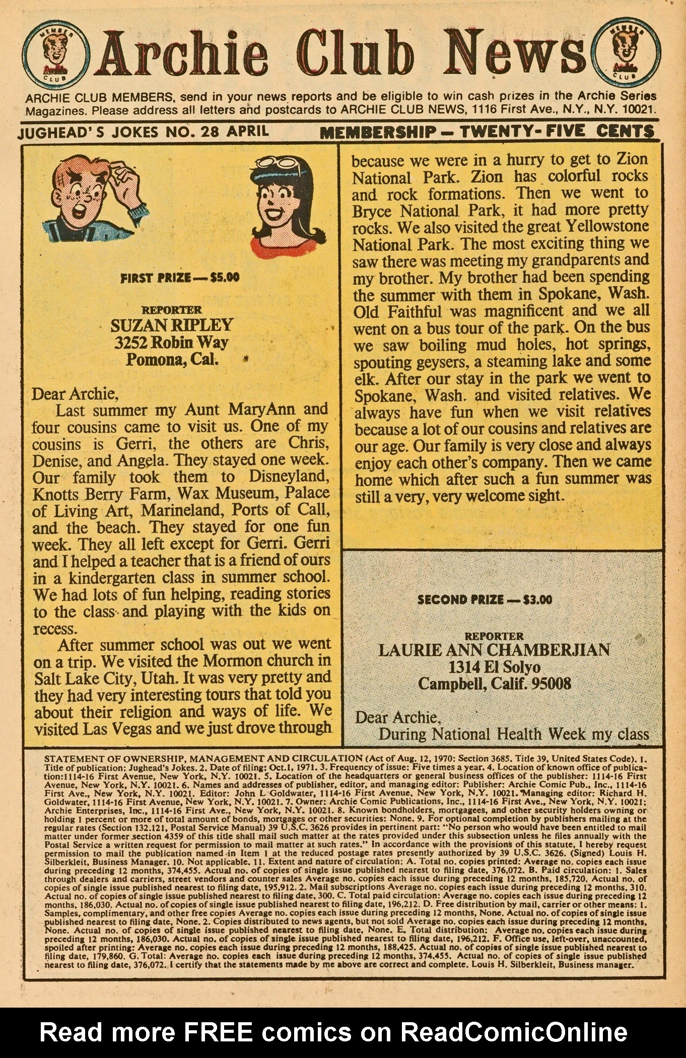 Read online Jughead's Jokes comic -  Issue #28 - 42