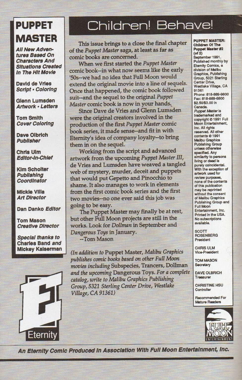 Read online Puppet Master: Children of the Puppet Master comic -  Issue #2 - 2