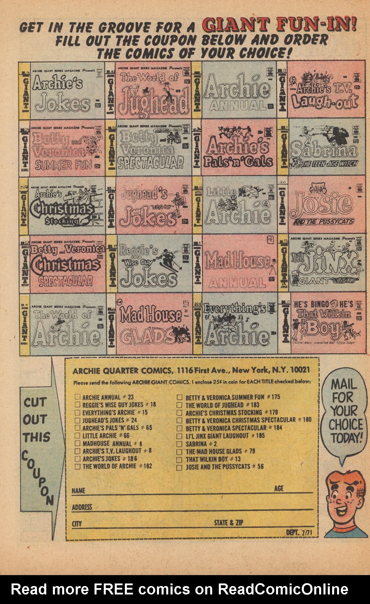 Read online Jughead's Jokes comic -  Issue #24 - 38