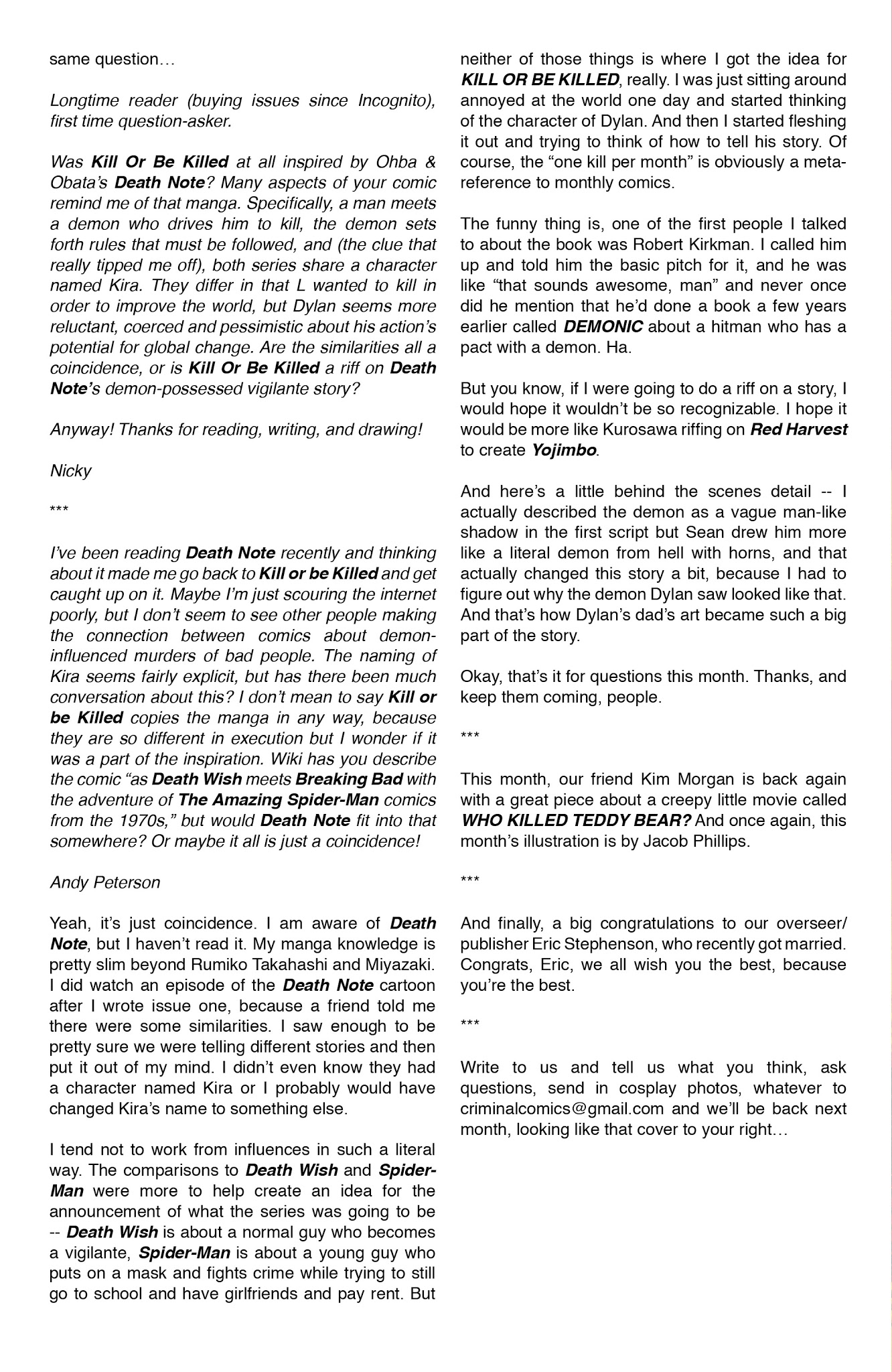 Read online Kill or Be Killed comic -  Issue #12 - 28