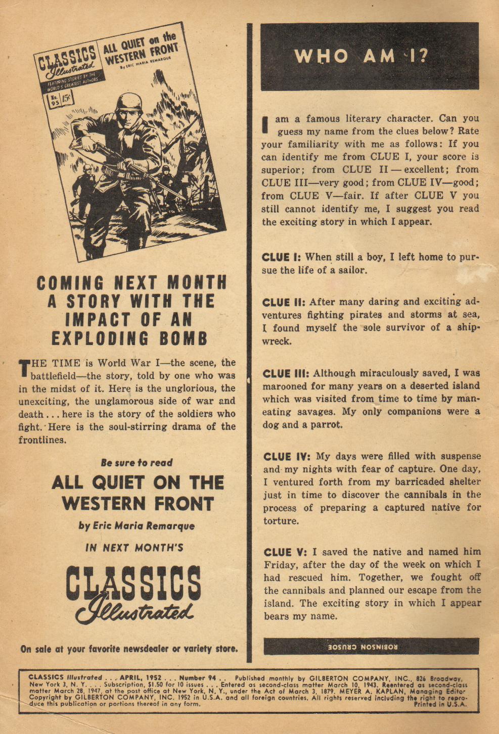 Read online Classics Illustrated comic -  Issue #94 - 2