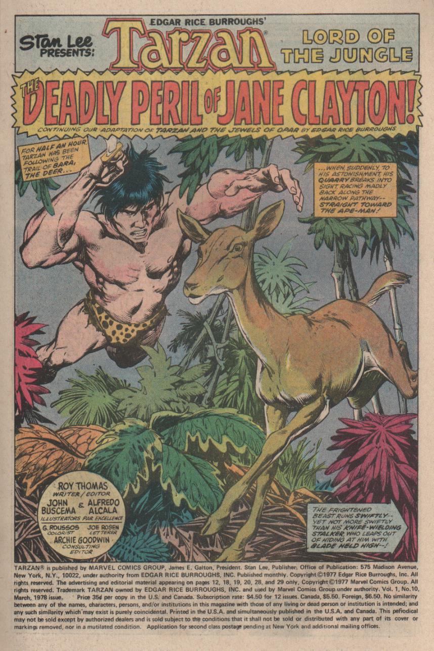 Read online Tarzan (1977) comic -  Issue #10 - 2