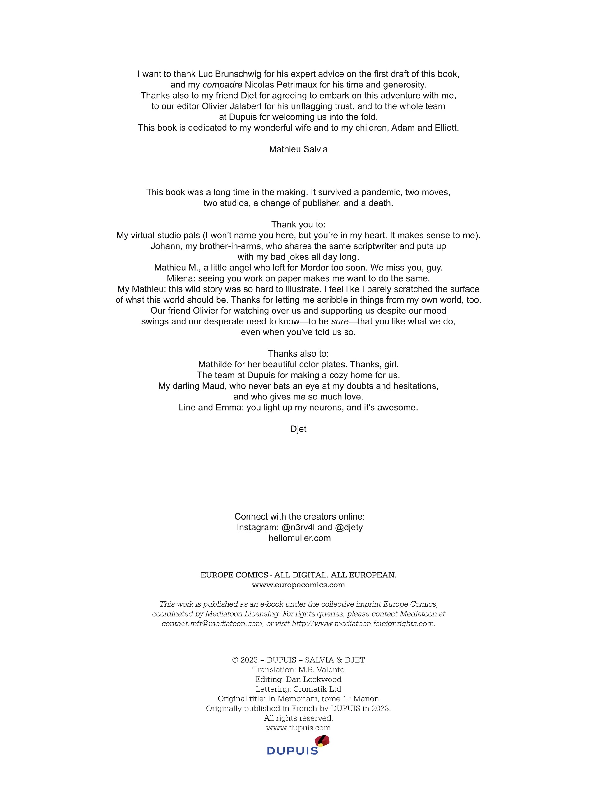 Read online In Memoriam: Manon comic -  Issue # TPB - 73