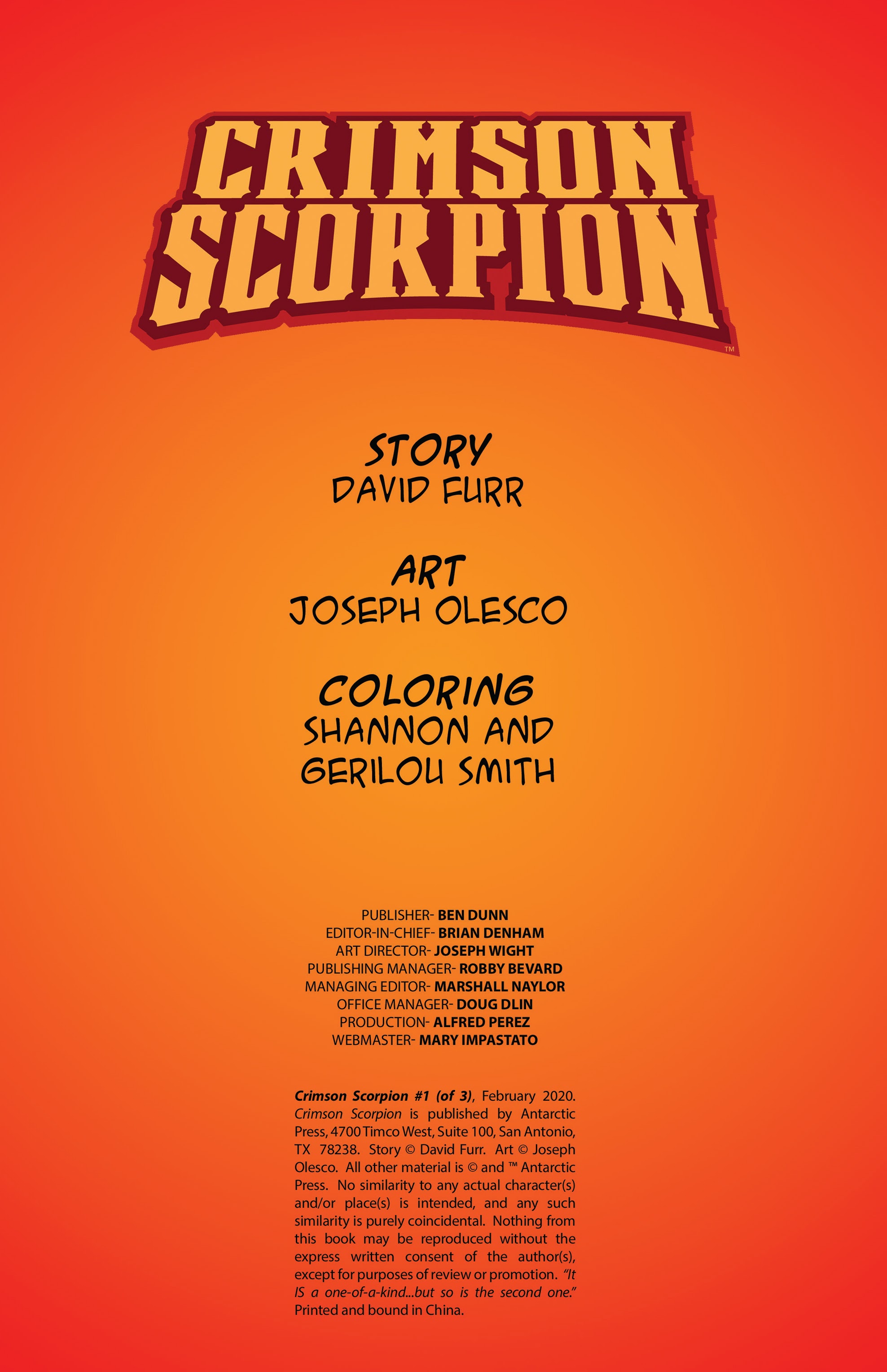 Read online Crimson Scorpion comic -  Issue #1 - 2