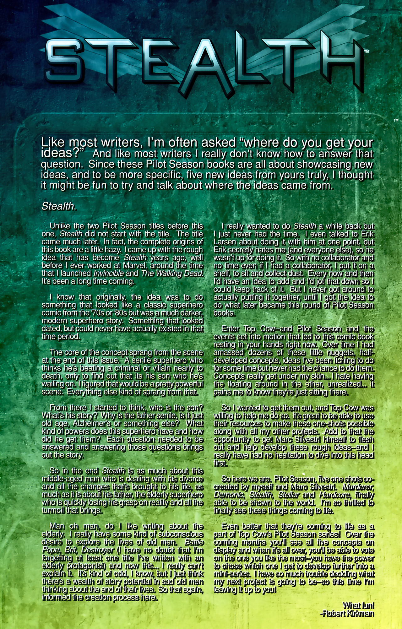 Read online Pilot Season 2009 comic -  Issue # Issue Stealth - 24