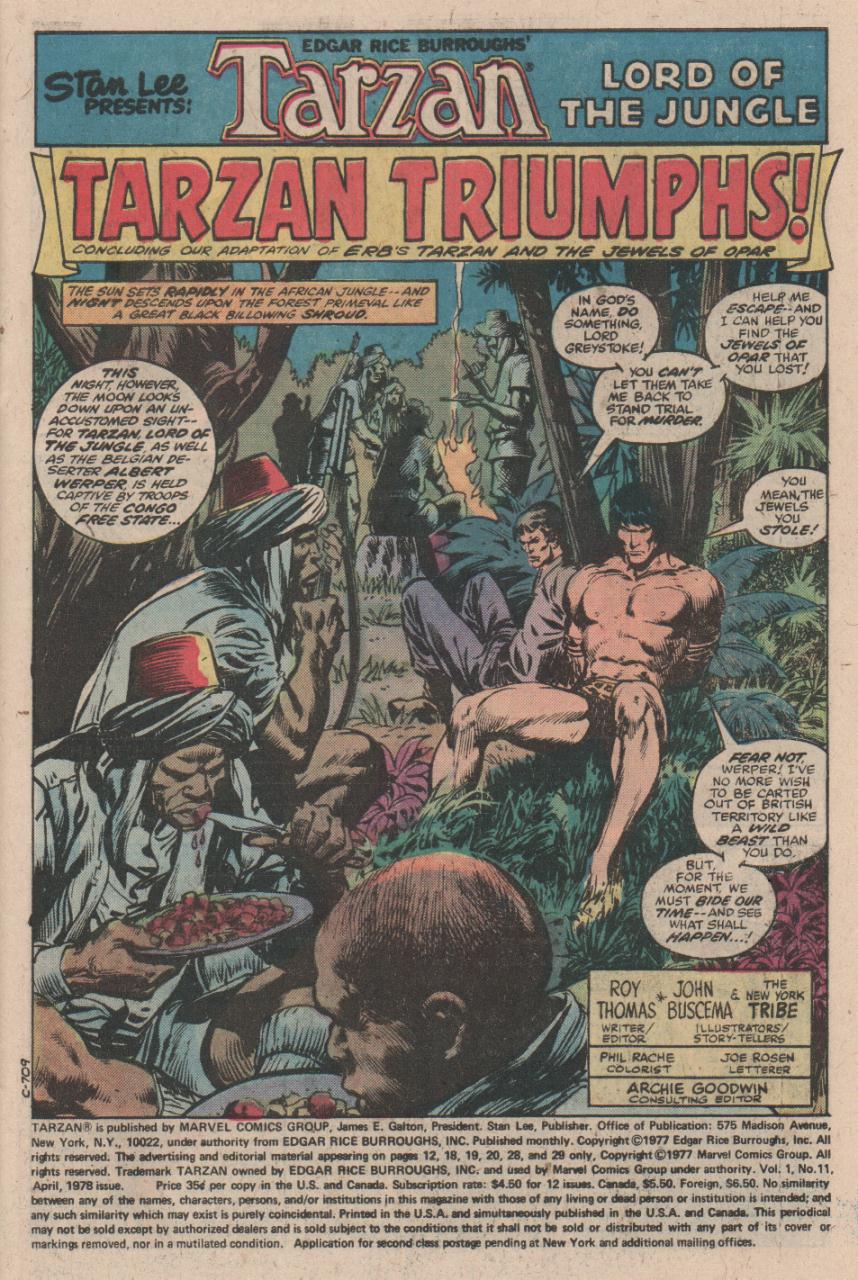 Read online Tarzan (1977) comic -  Issue #11 - 2