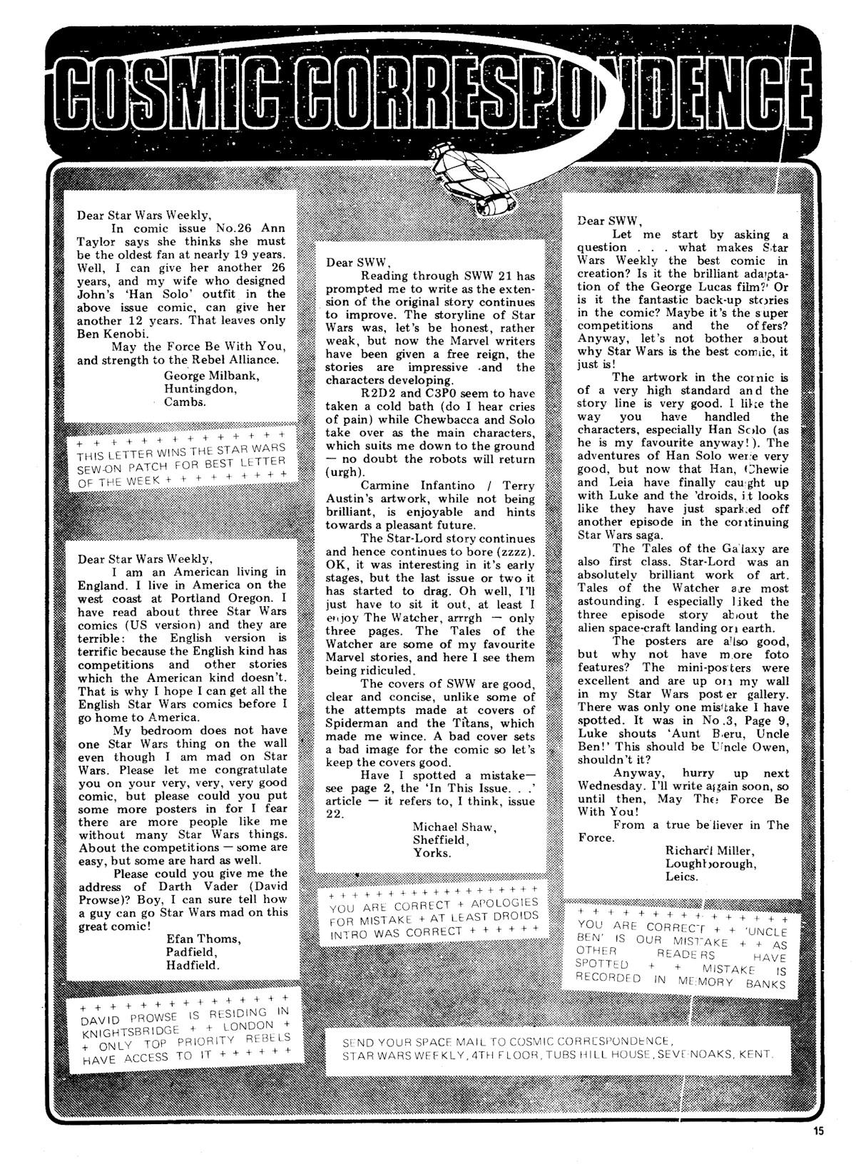 Read online Star Wars Weekly comic -  Issue #33 - 15