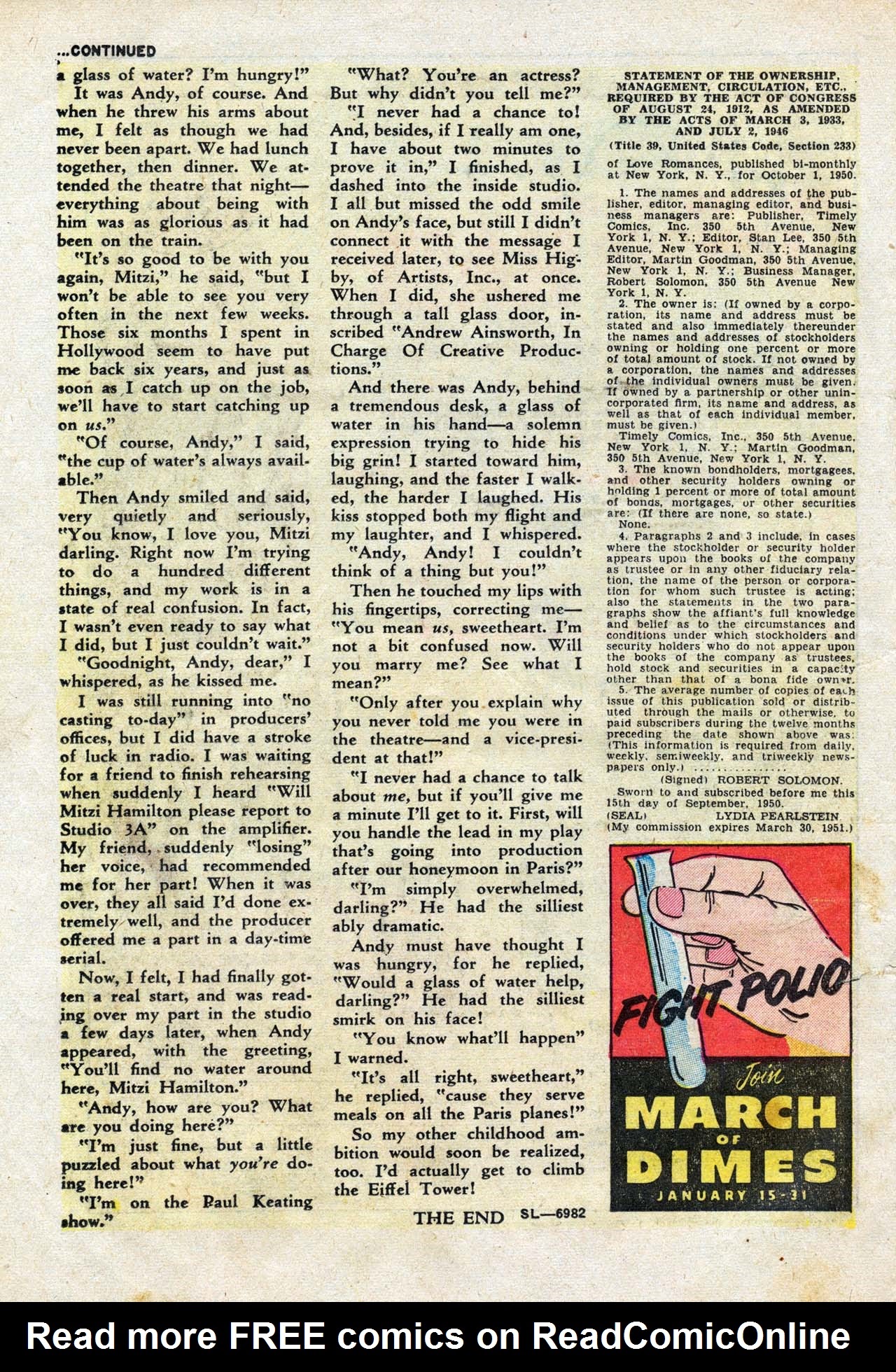 Read online Love Romances comic -  Issue #16 - 18