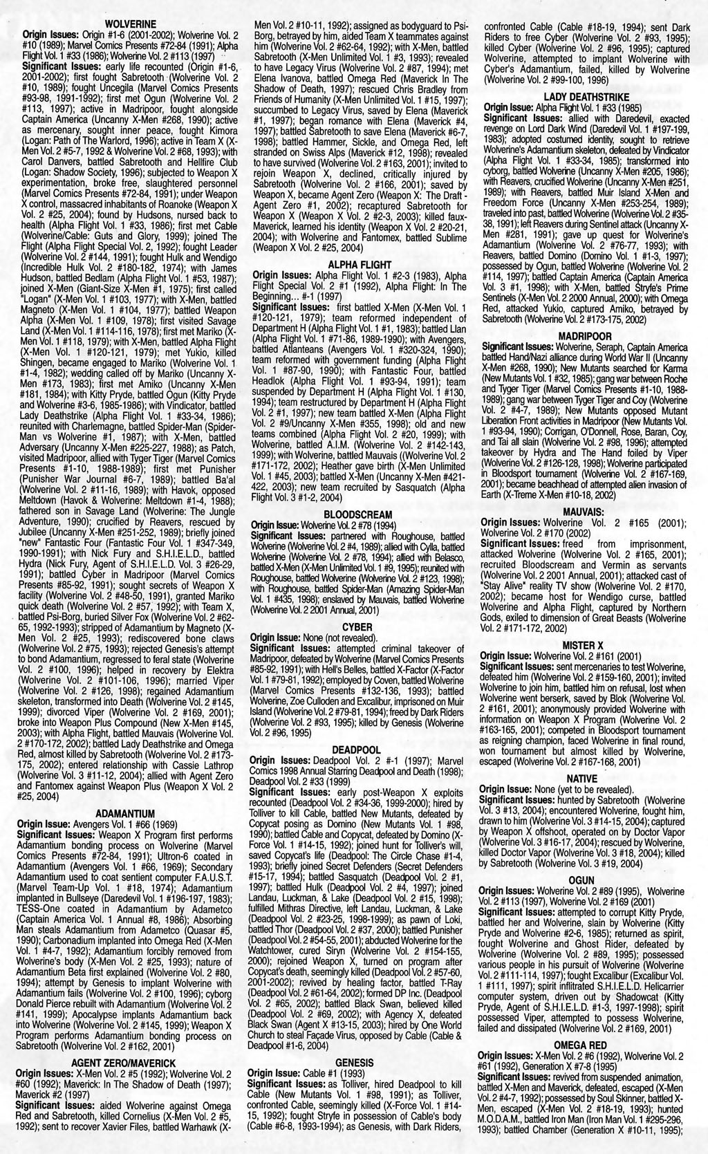 Read online Official Handbook of the Marvel Universe: Wolverine 2004 comic -  Issue # Full - 50