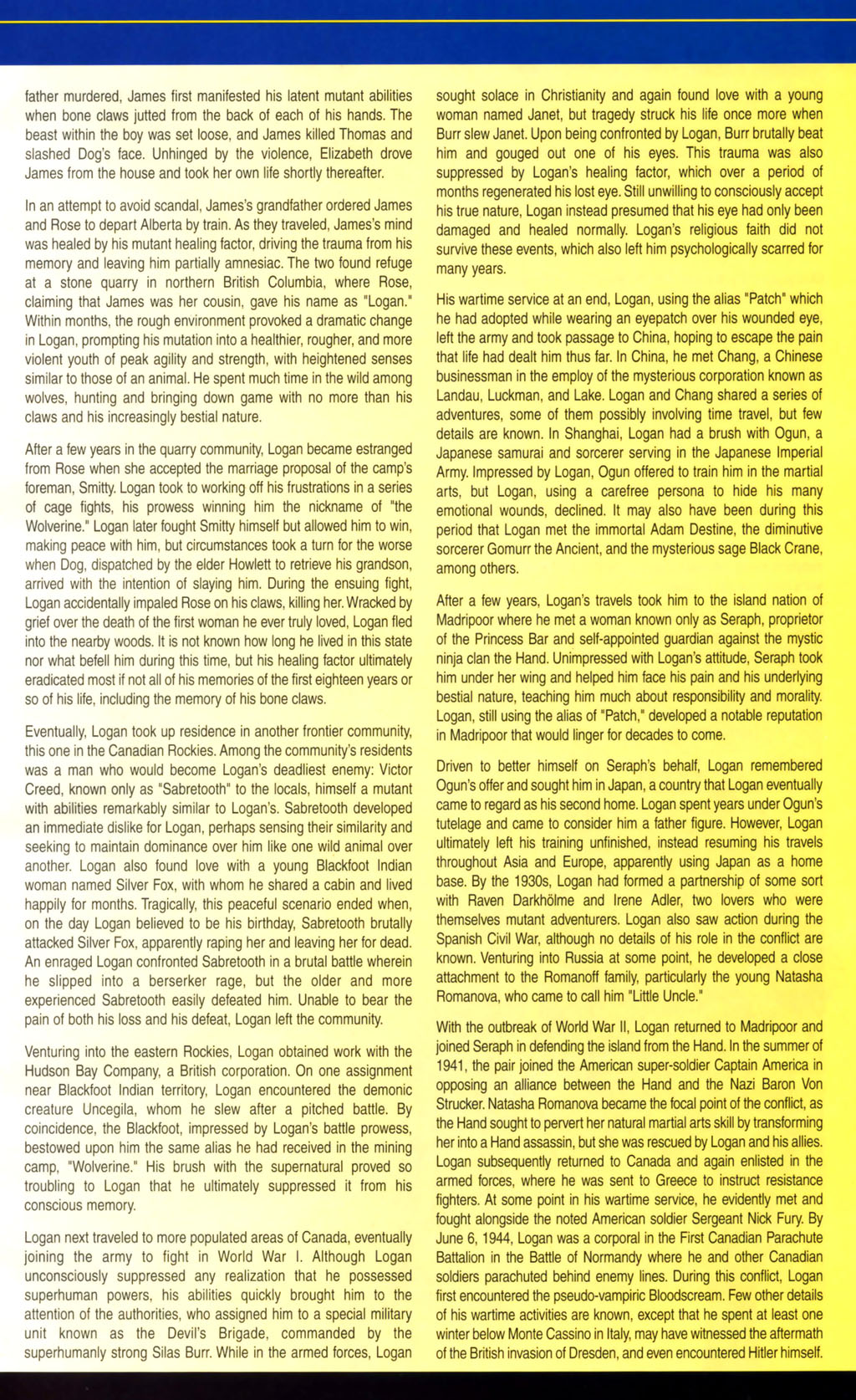 Read online Official Handbook of the Marvel Universe: Wolverine 2004 comic -  Issue # Full - 5