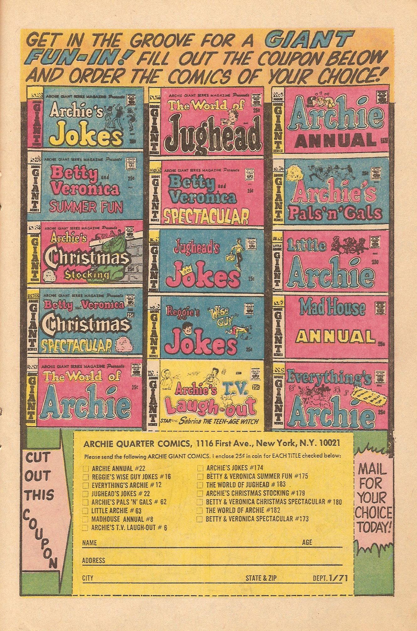 Read online Jughead's Jokes comic -  Issue #22 - 31