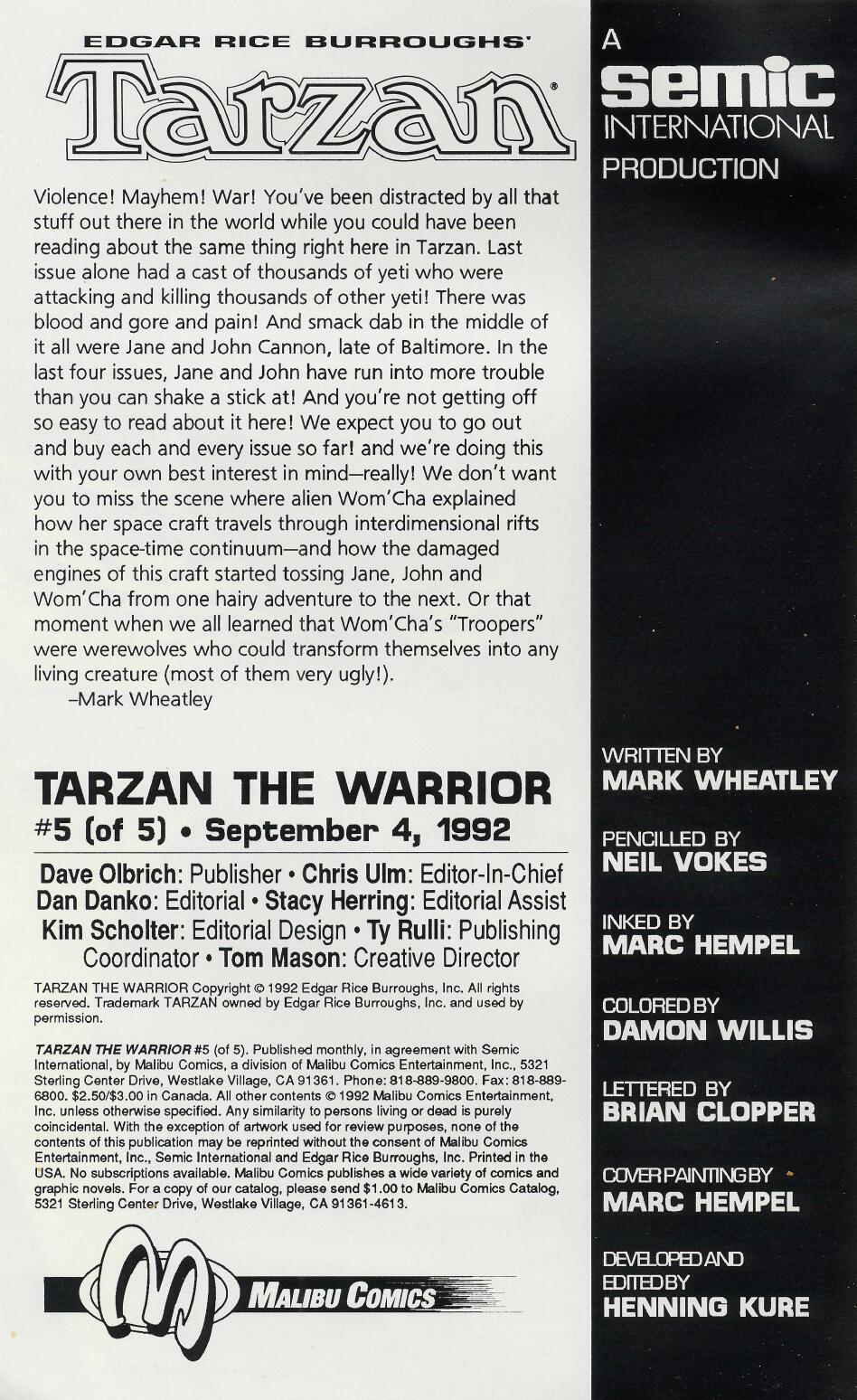 Read online Tarzan the Warrior comic -  Issue #5 - 2
