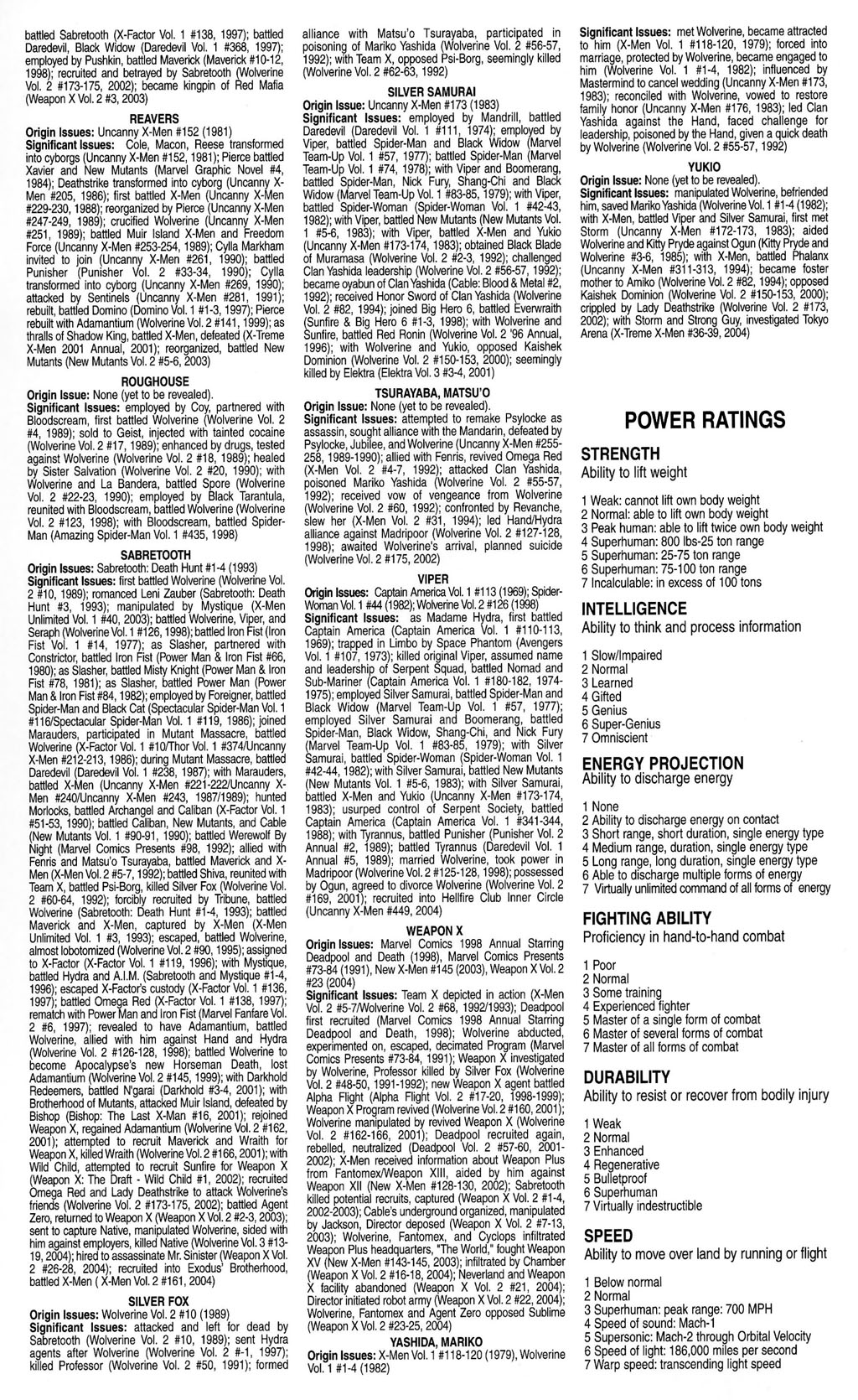 Read online Official Handbook of the Marvel Universe: Wolverine 2004 comic -  Issue # Full - 51