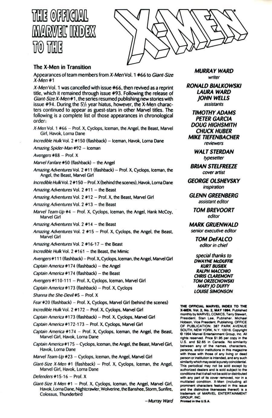 Read online The Official Marvel Index To The X-Men (1994) comic -  Issue #2 - 2