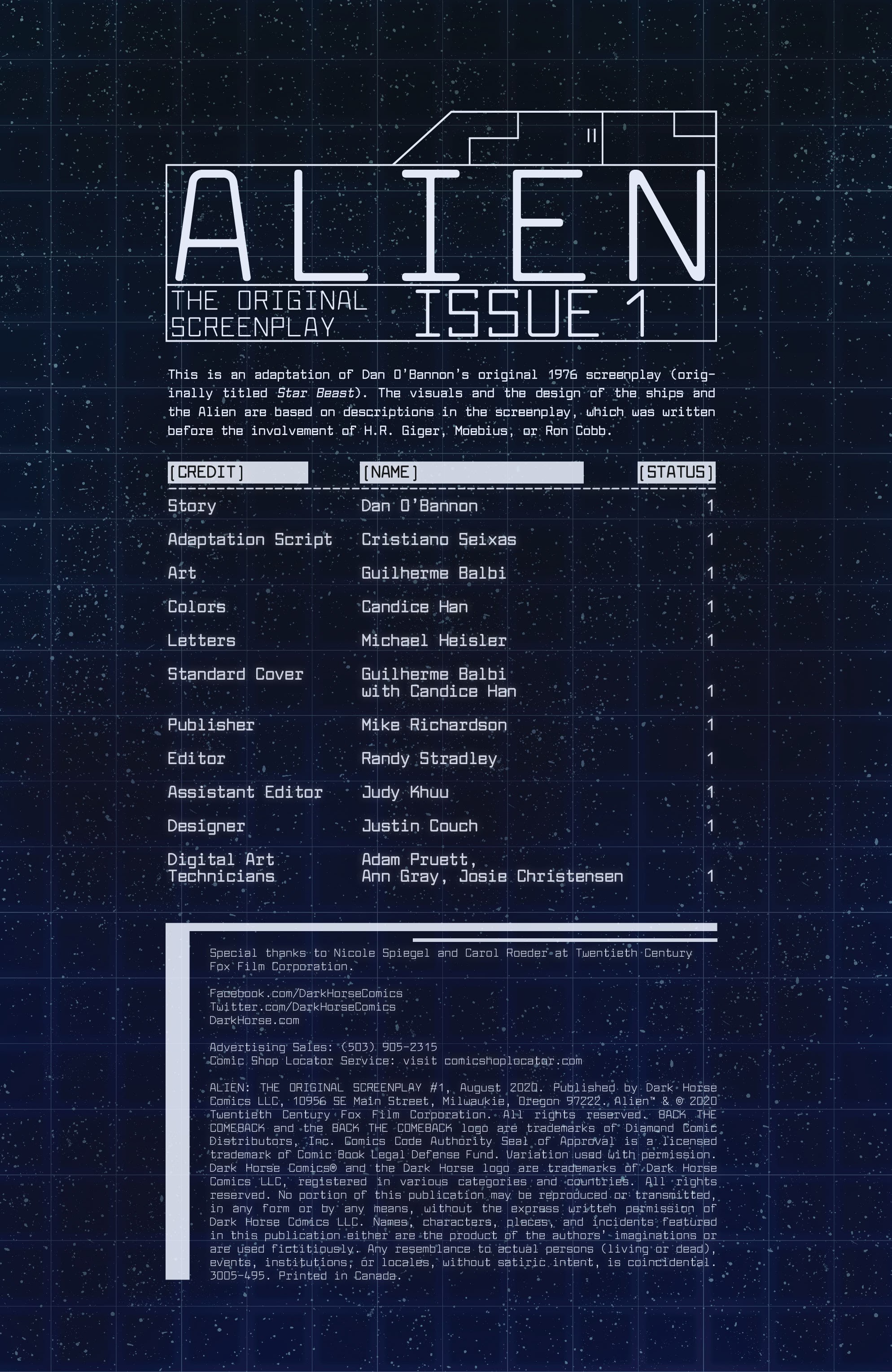 Read online Alien: The Original Screenplay comic -  Issue #1 - 2