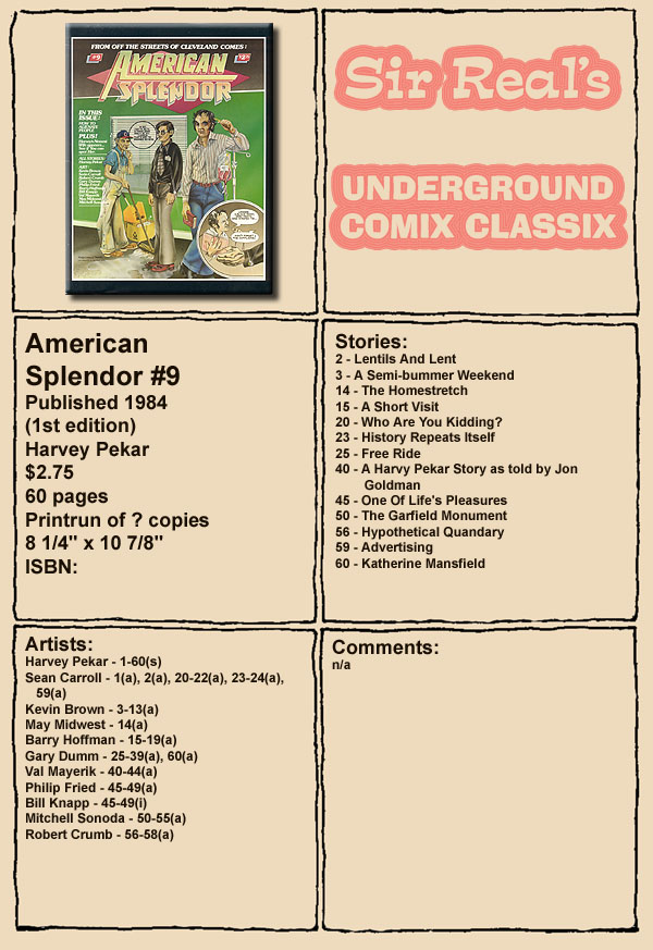 Read online American Splendor (1976) comic -  Issue #9 - 1