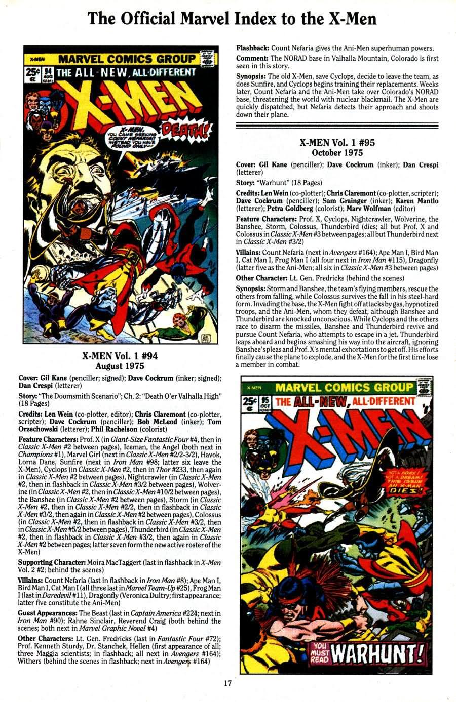 Read online The Official Marvel Index To The X-Men (1994) comic -  Issue #2 - 19