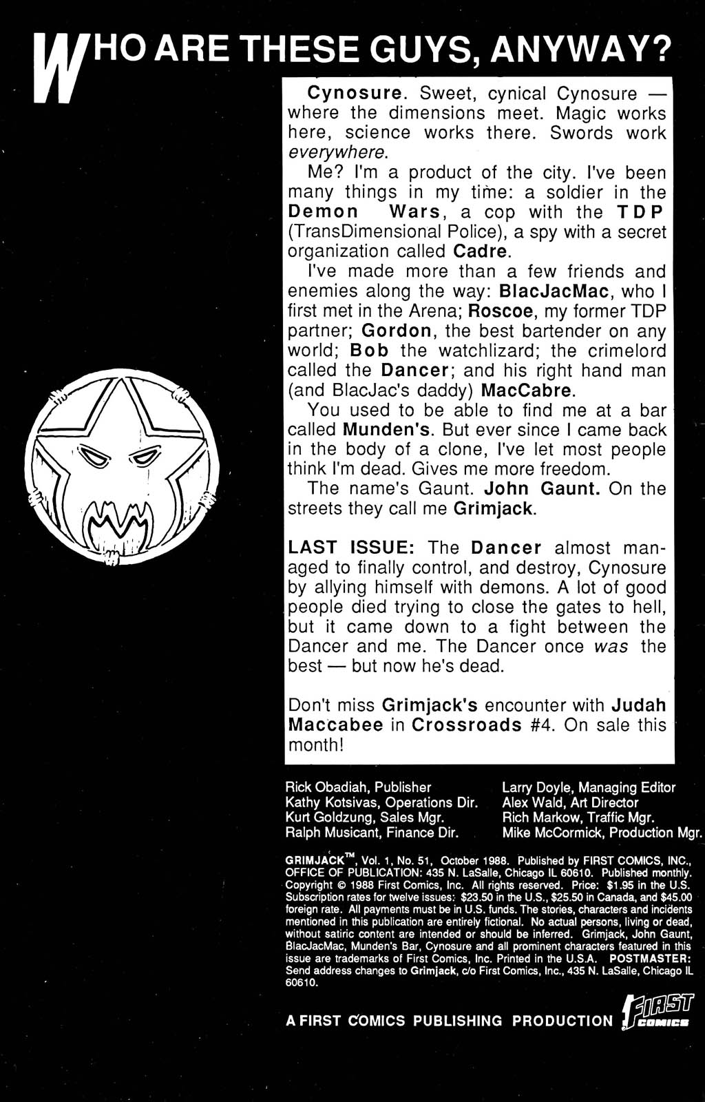 Read online Grimjack comic -  Issue #51 - 2