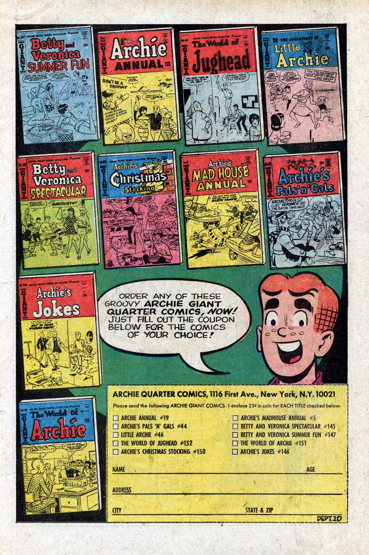 Read online Jughead's Jokes comic -  Issue #4 - 19